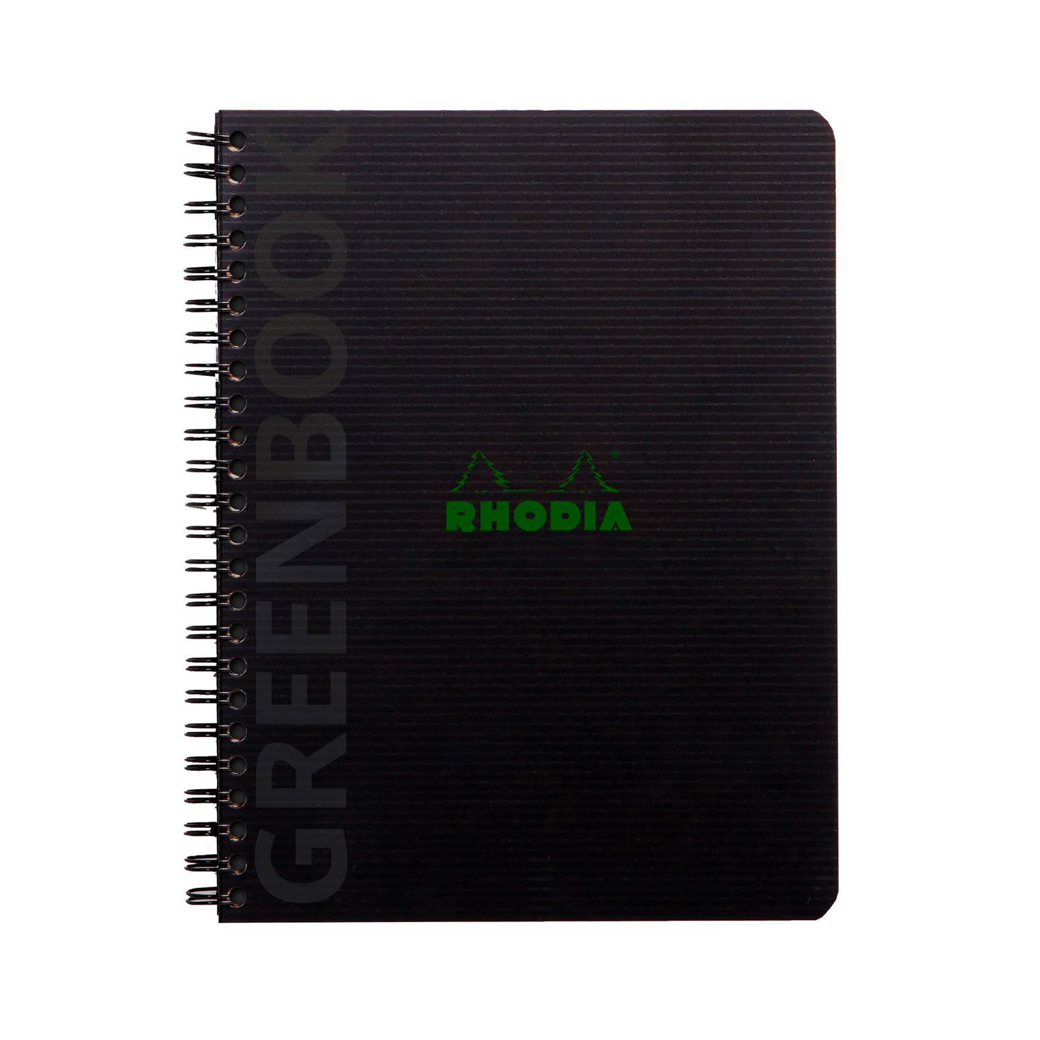 Rhodia 5x Greenbook A5+ mit Spiralbindung 80 Blatt liniert 90g Schwarz 119915C