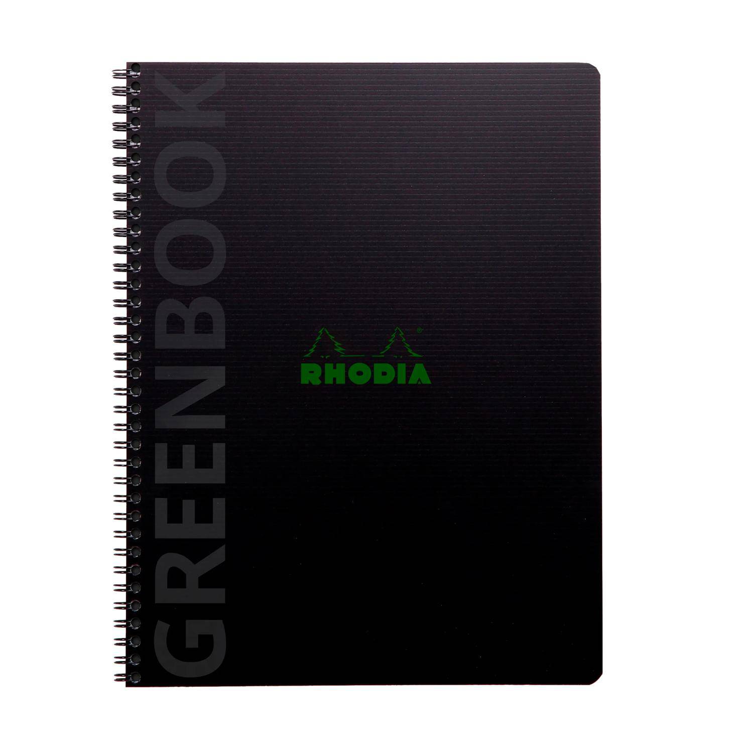 Rhodia 5x Greenbook A4+ mit Spiralbindung 80 Blatt kariert 90g Schwarz 119912C