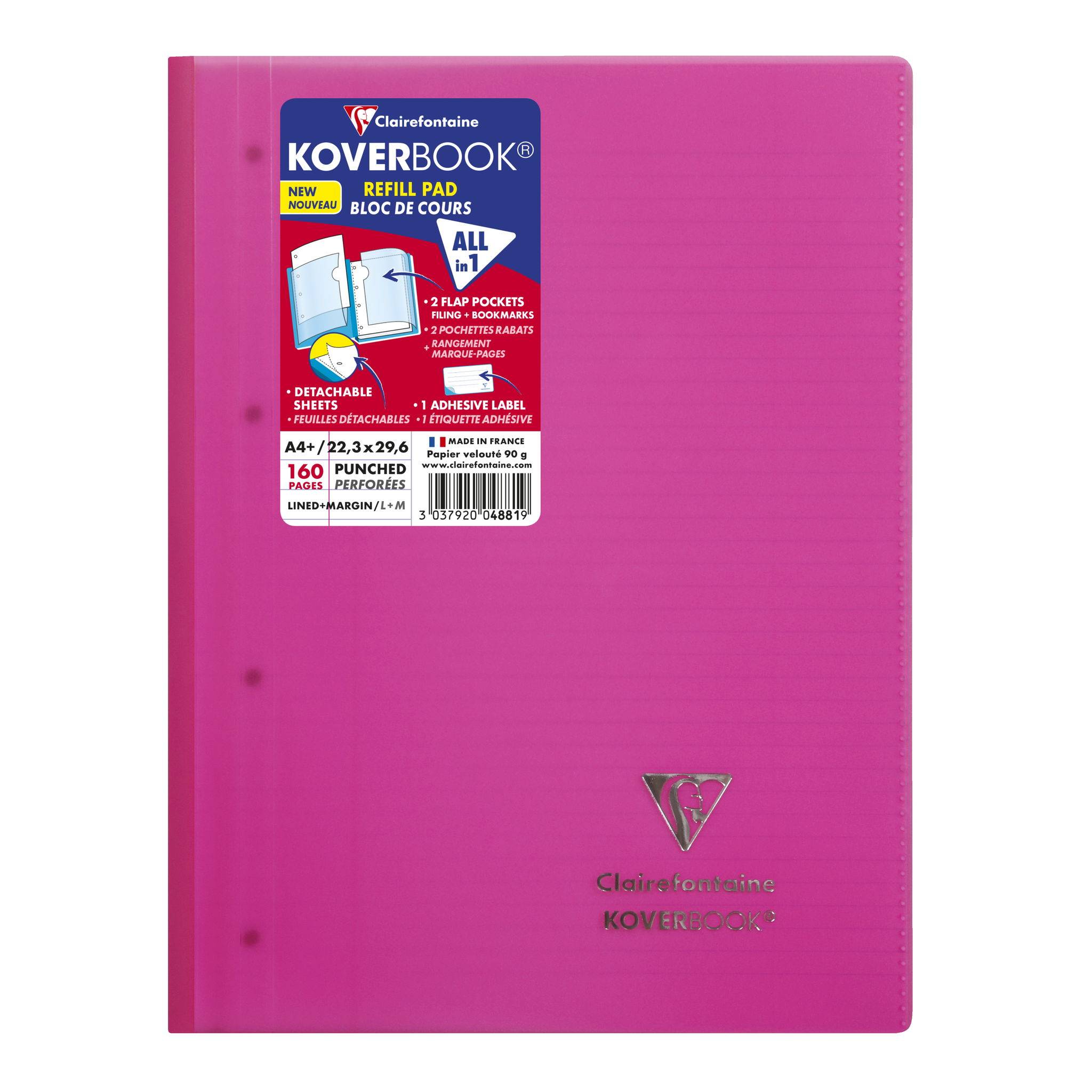 Clairefontaine 5x Koverbook Kursblock A4+ 80 Blatt - Sortiert 4881C