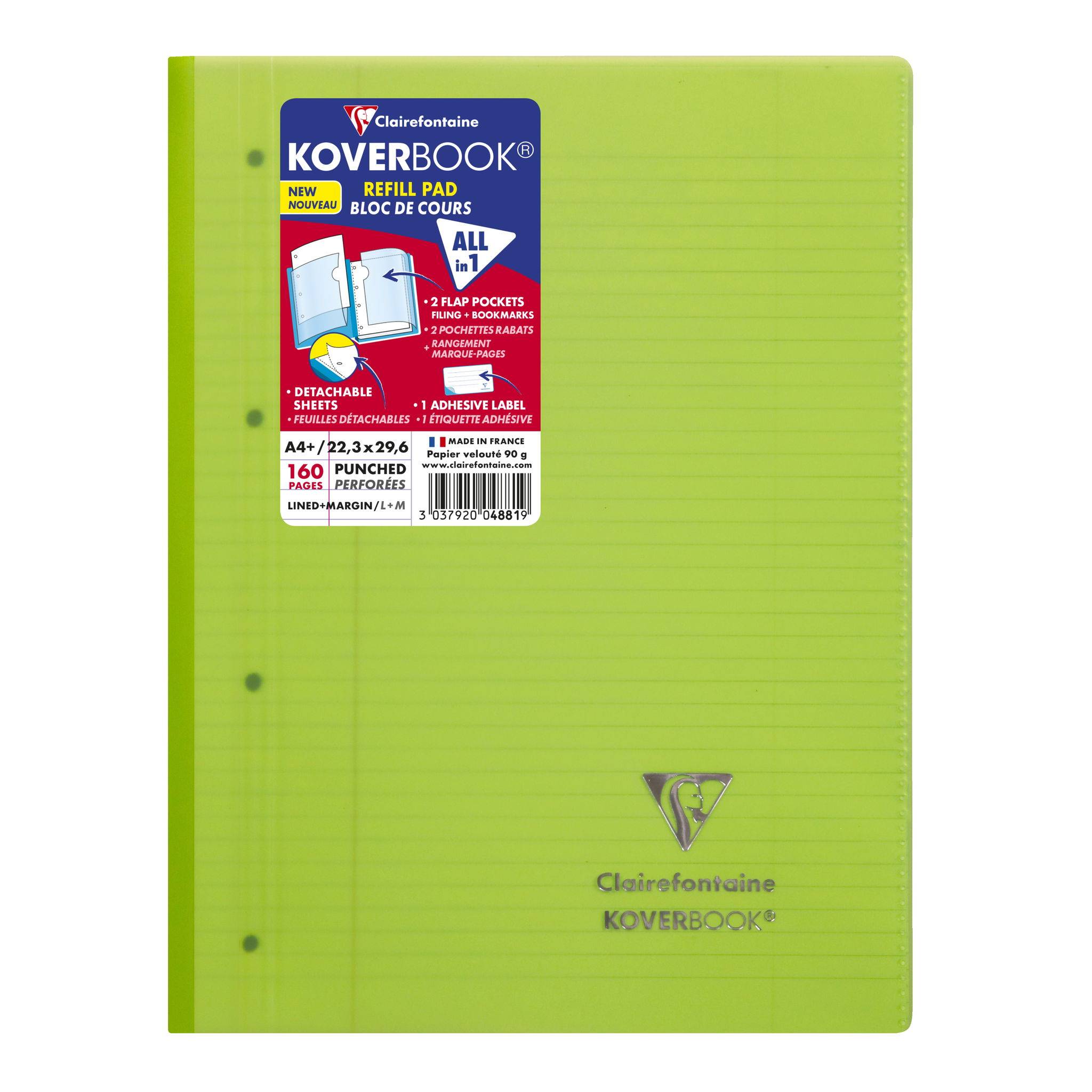 Clairefontaine 5x Koverbook Kursblock A4+ 80 Blatt - Sortiert 4881C