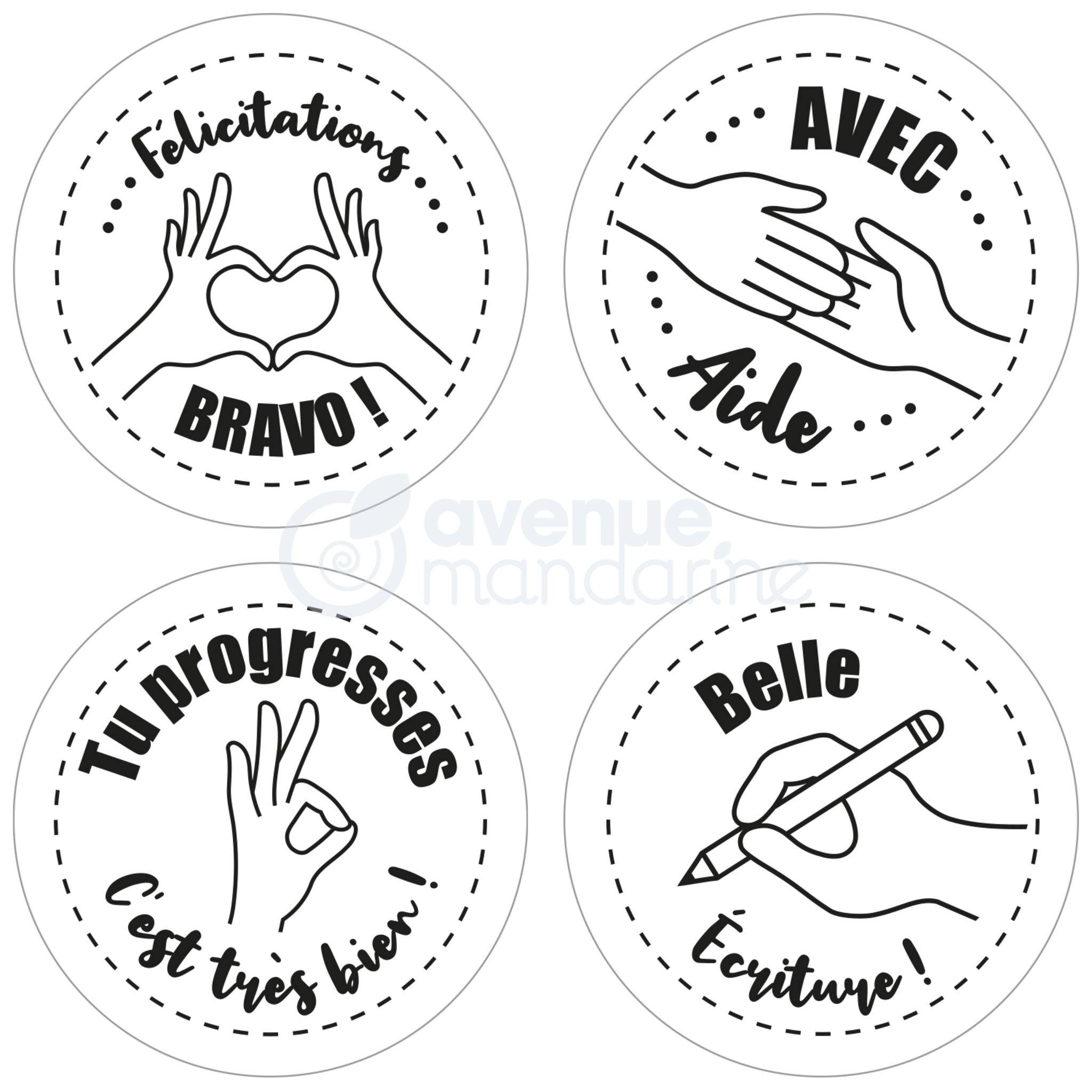 Avenue Mandarine 3x Stempel, Motivierende Kommentare (Französisch) Braun CO213C