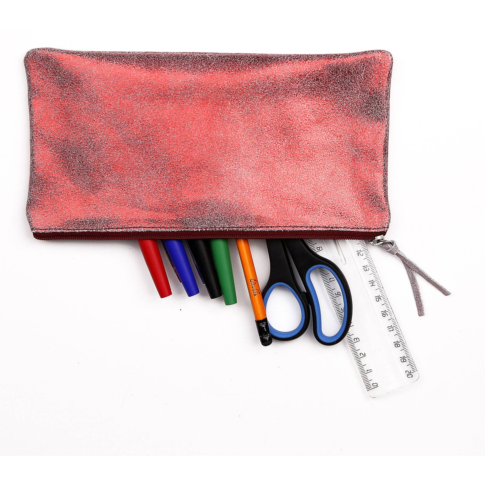 Clairefontaine 4x Ruby Flaches Schlampermäppchen 22x11cm glänzend rot 410069C