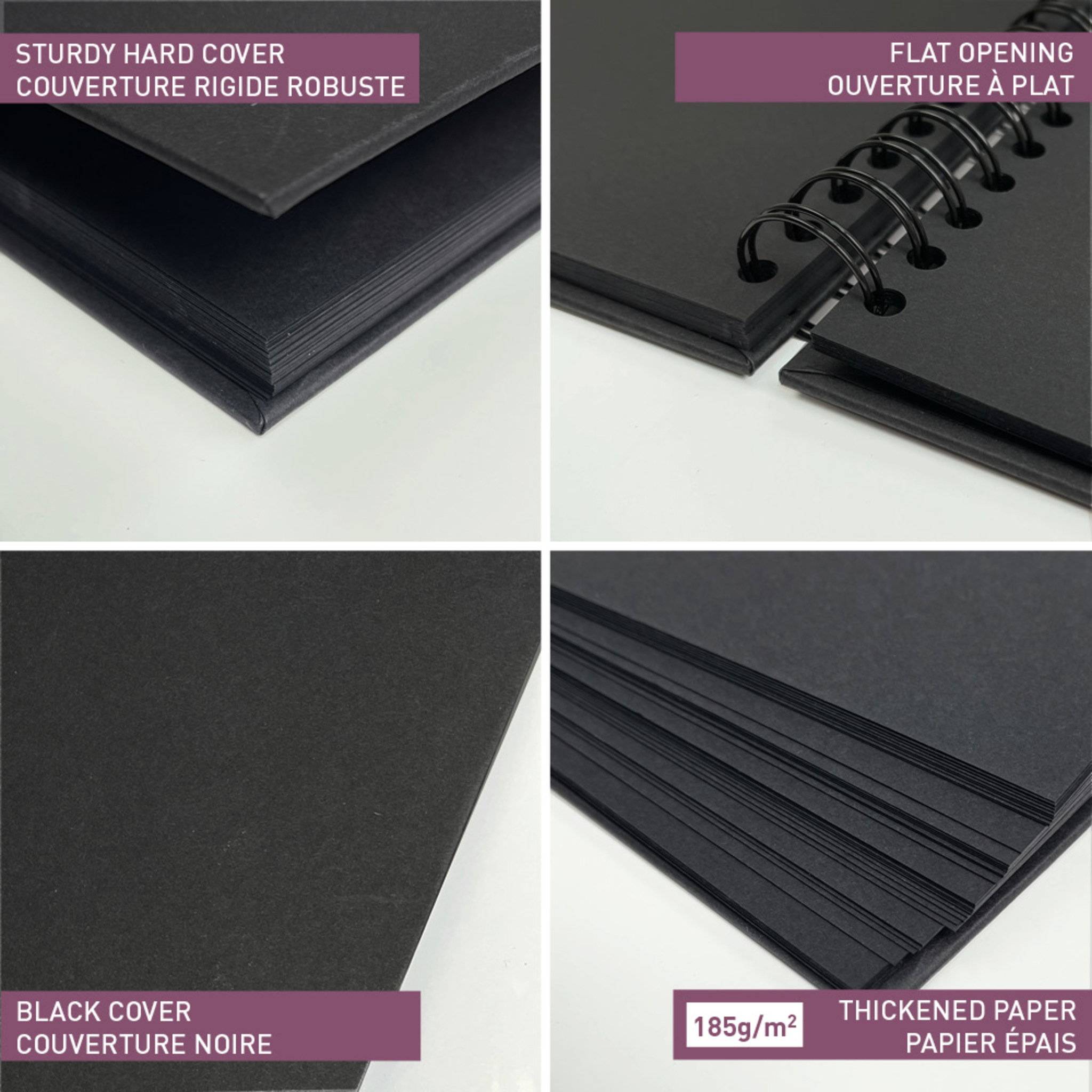 Clairefontaine 3x Album DIY 40 Blatt 27x20 cm, fester Umschlag Schwarz 95437C