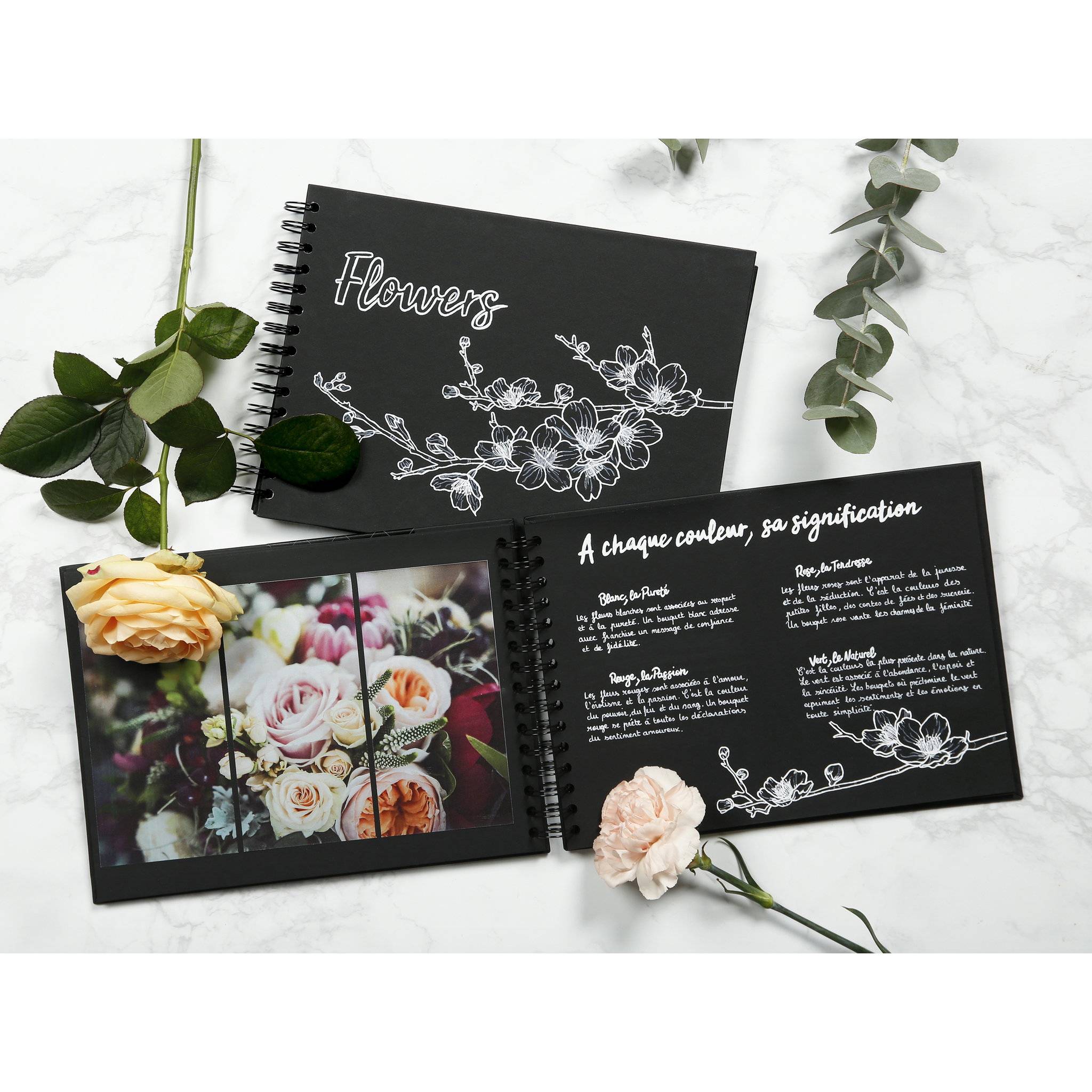 Clairefontaine 3x Album DIY 40 Blatt 21x16 cm, fester Umschlag Schwarz 95438C