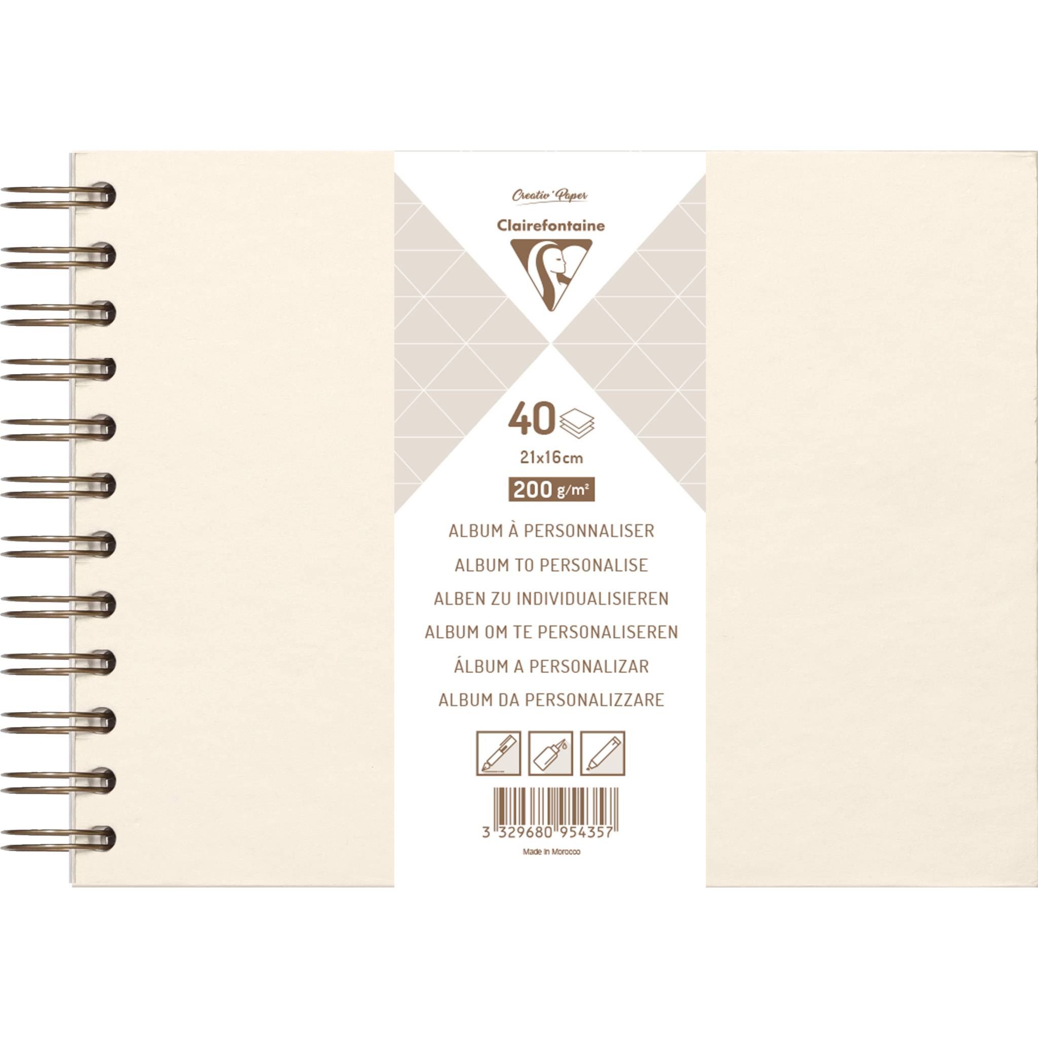 Clairefontaine 3x Album DIY 40 Blatt weiß 21x16 cm Elfenbeinperlmutt 95435C