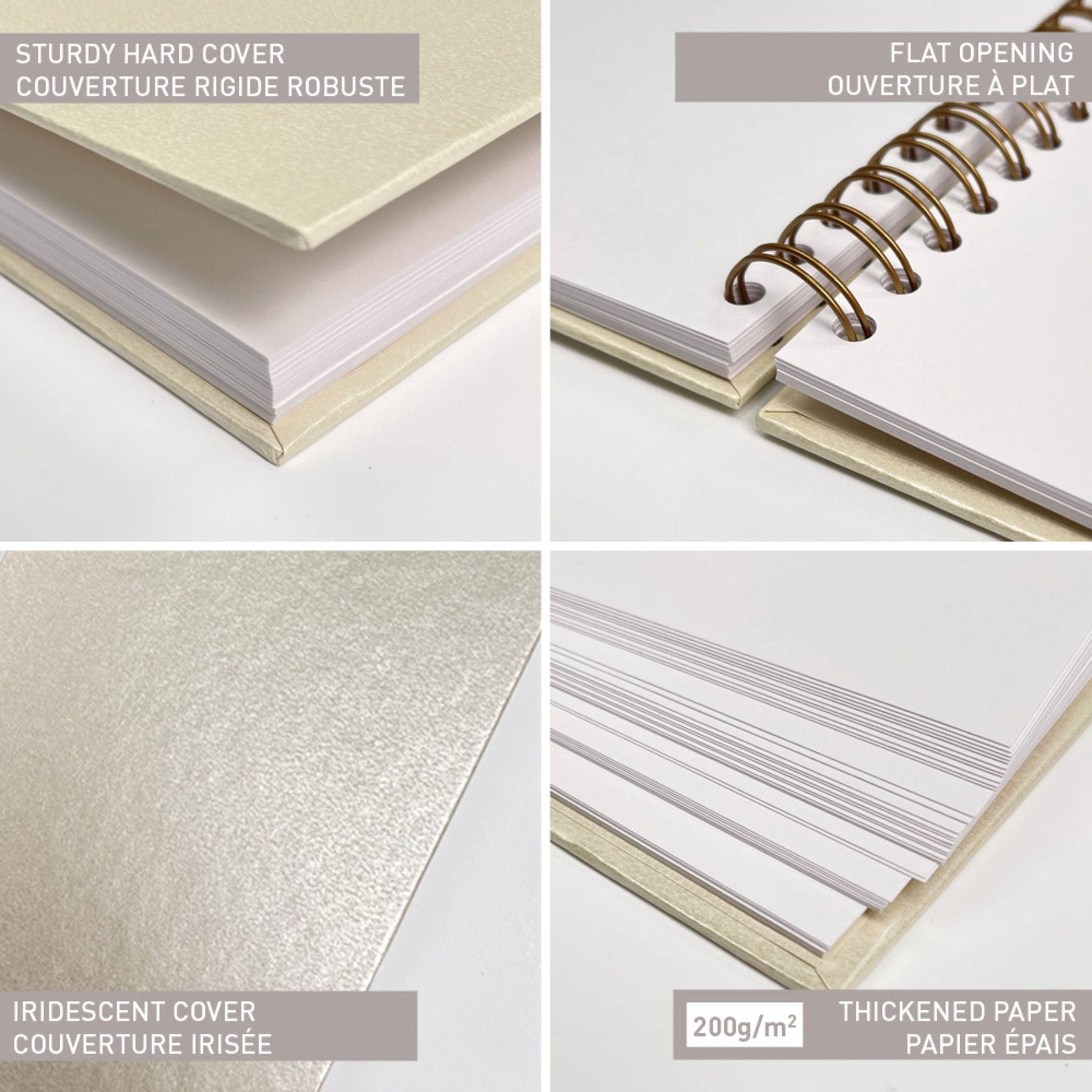 Clairefontaine 3x Album DIY 40 Blatt weiß 27x20cm Elfenbeinperlmutt 95434C