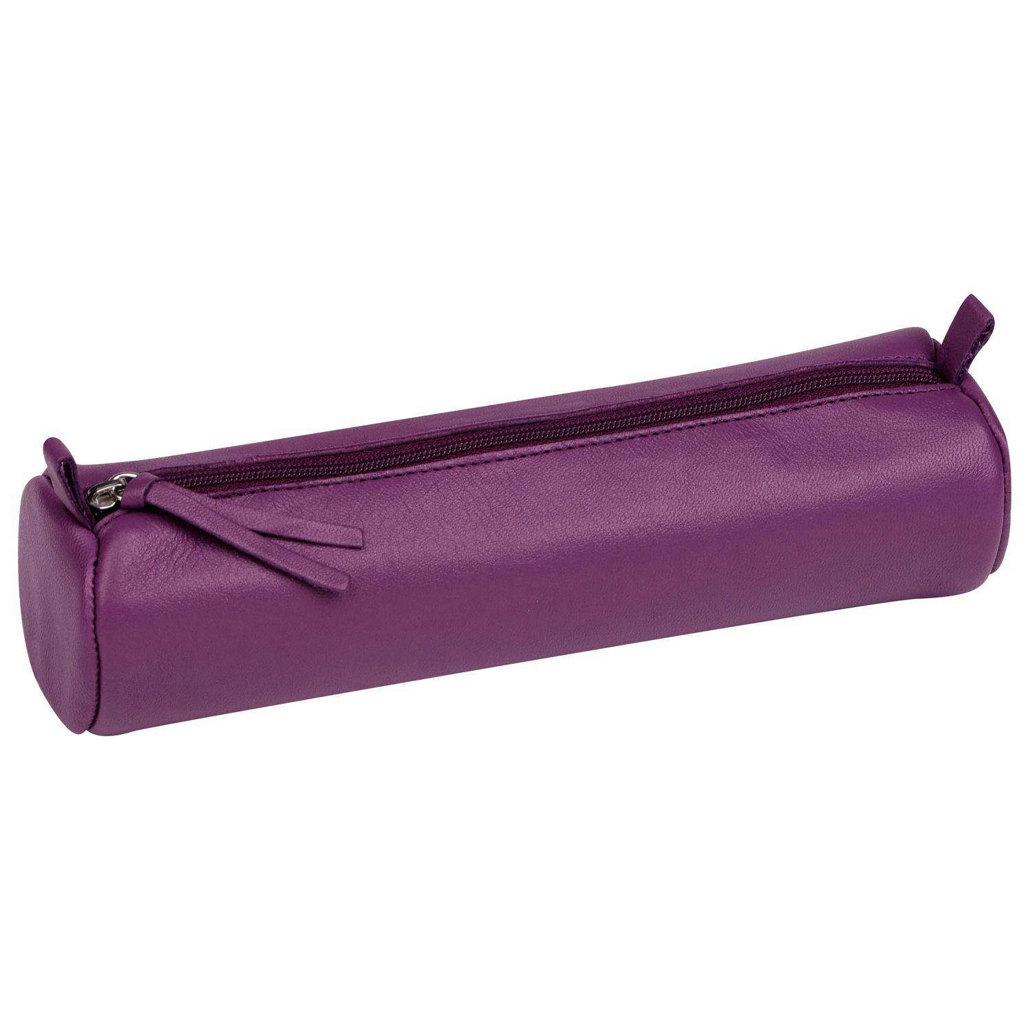 Clairefontaine 8x Rund Federmäppchen Leder Ø5,5x22cm dunkle Farben 410193C