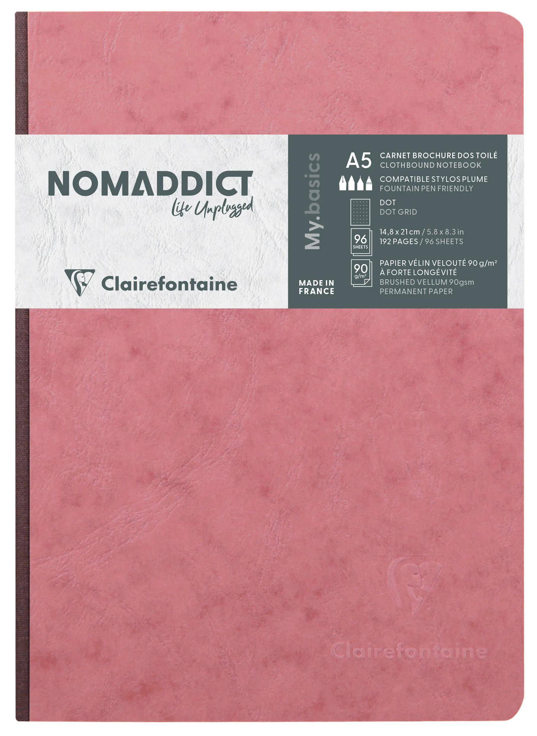Clairefontaine 5x Notizbuch A5, 96 Bl dot/punktkariert 90g Antikrosa 795436C