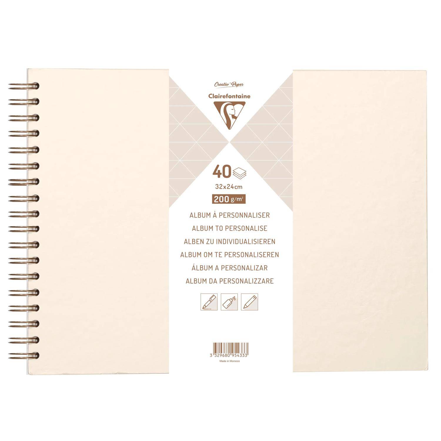 Clairefontaine 3x Album DIY 40 Blatt weiß 32x24cm Elfenbeinperlmutt 95433C