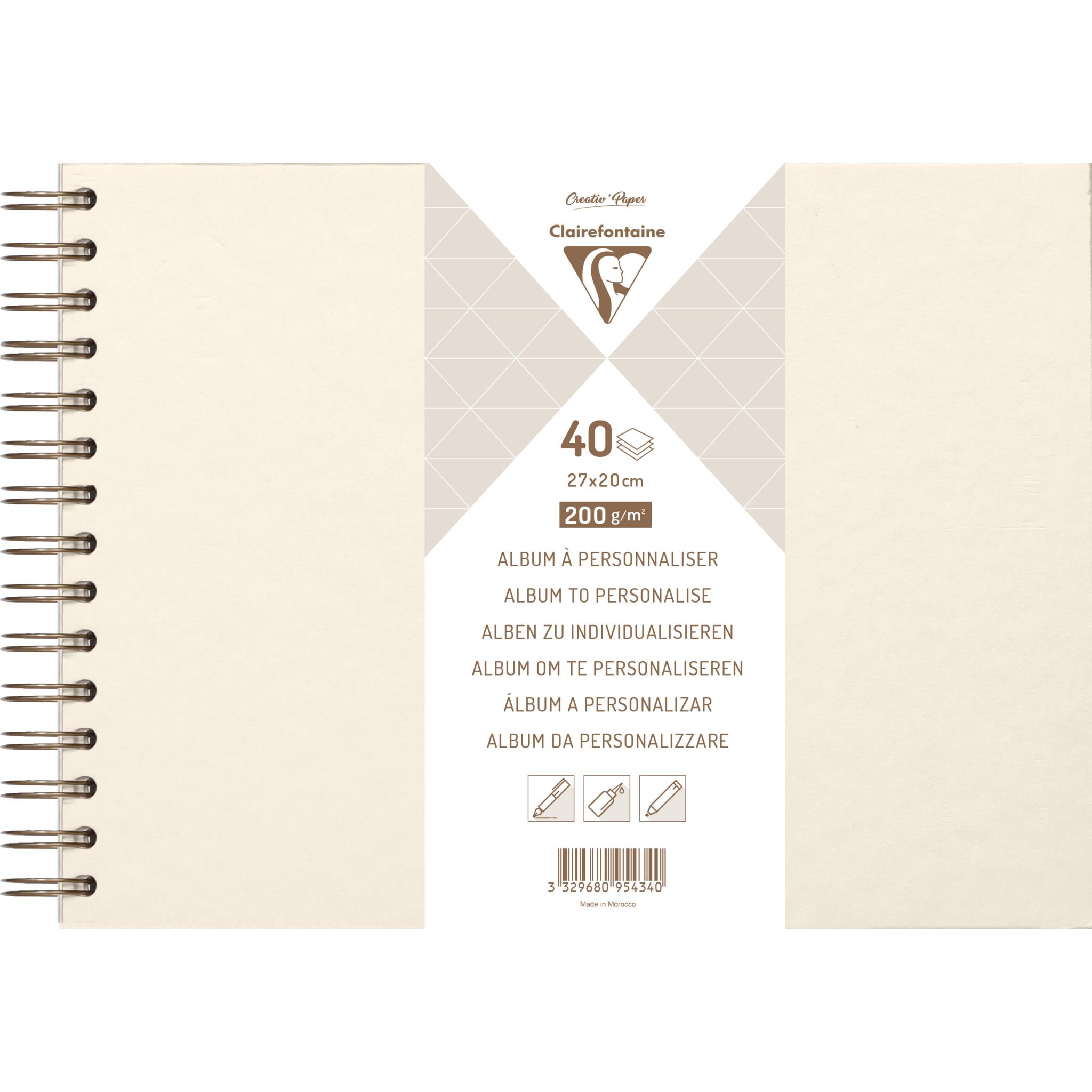 Clairefontaine 3x Album DIY 40 Blatt weiß 27x20cm Elfenbeinperlmutt 95434C