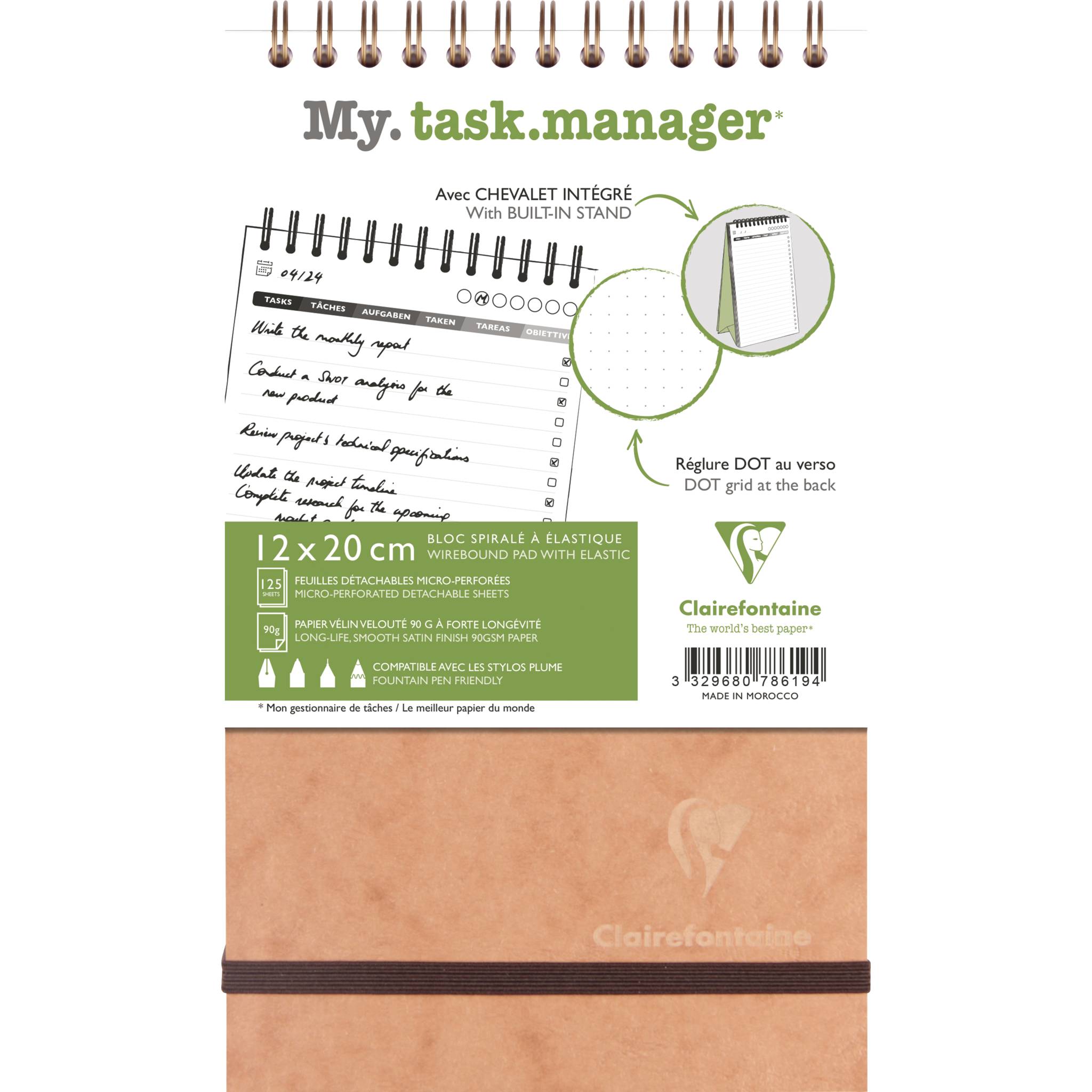 Clairefontaine 5x Block mit Doppelspirale 12x20cm 125 Blatt braun 78619C