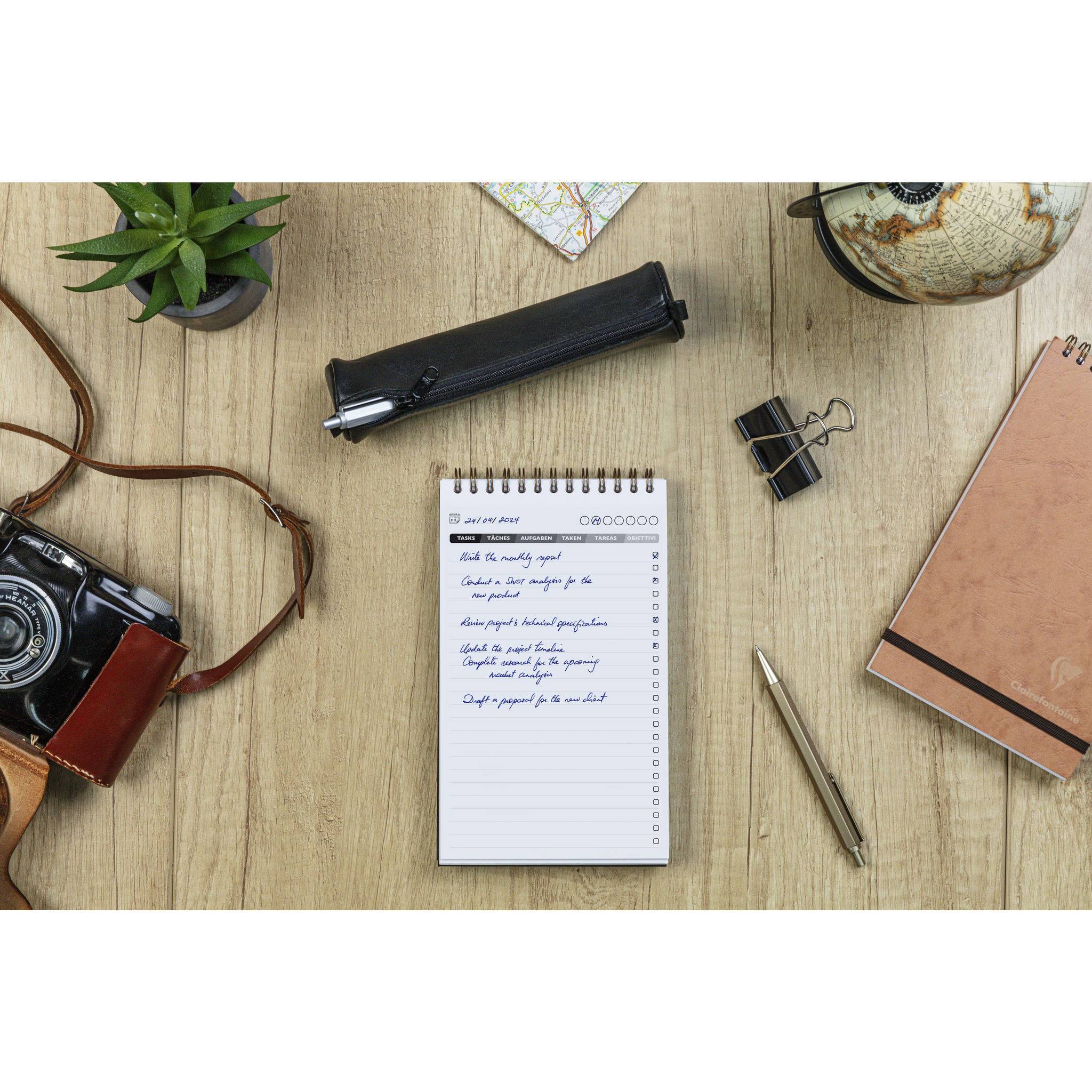 Clairefontaine 5x Block mit Doppelspirale 12x20cm 125 Blatt braun 78619C