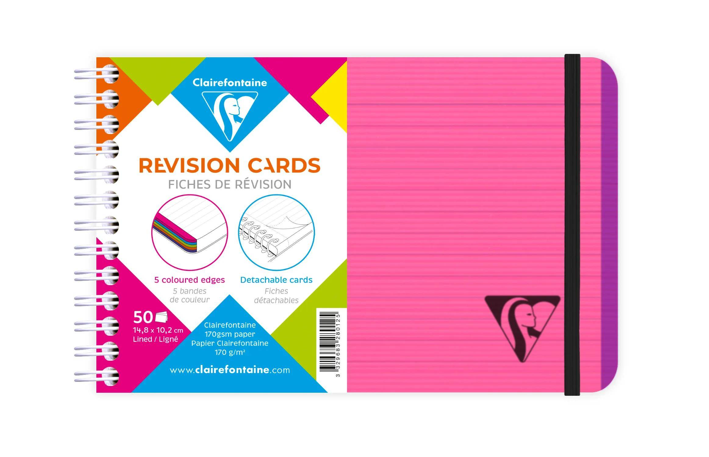 Clairefontaine 5x Spiralheft mit Karteikarten 152x102 verschluss Fuchsia 328012C