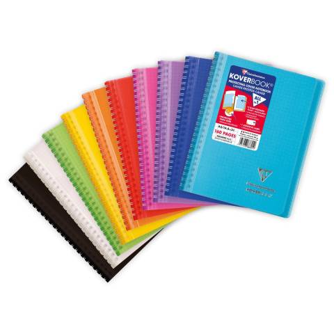 Clairefontaine 5x Koverbook Spiralblock A5, 80 Bl kariert, Sortiert 366601C