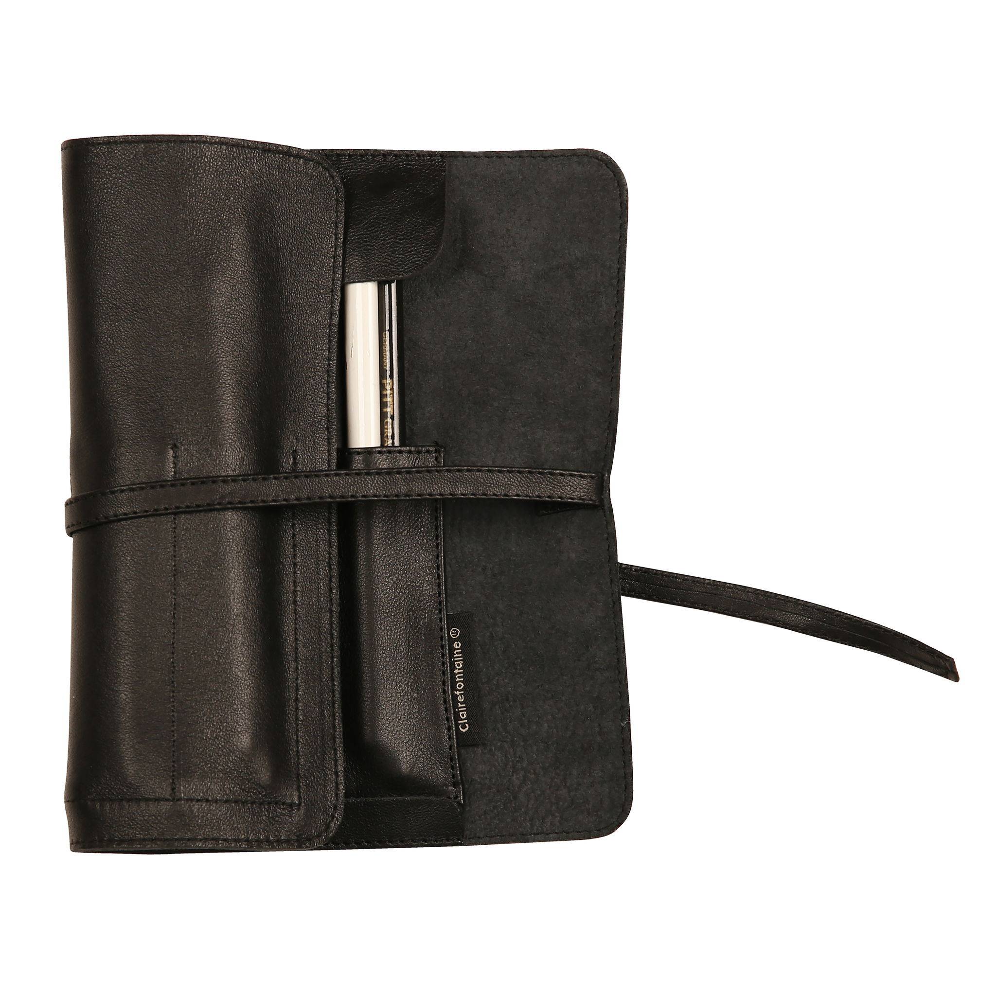 Clairefontaine 3x Rollmäppchen 26,7x24 cm, Leder, Flying Spirit Schwarz 930026C