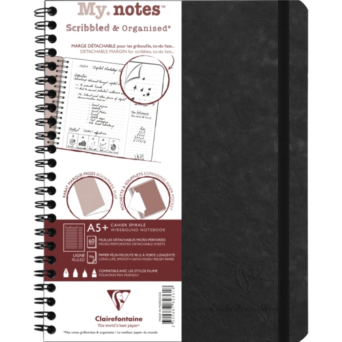Clairefontaine 5x My.Notes Age Bag Spiralheft A5+, 60 Blatt Schwarz 782361C Clairefontaine 5x My.Notes Age Bag Spiralheft A5+, 60 Blatt Schwarz 782361C