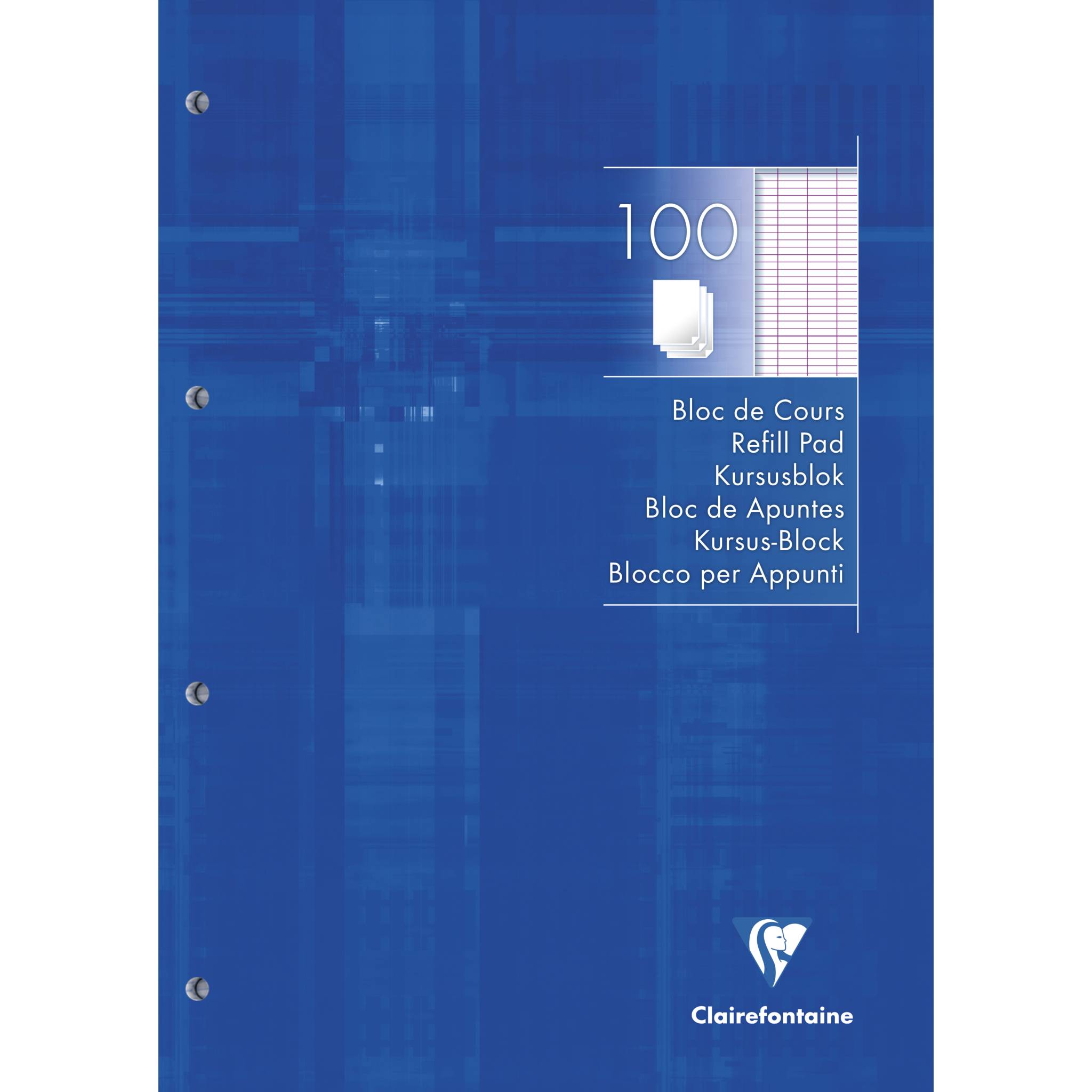 Clairefontaine 5x Kursusblock DIN A4 100 Blatt 90g FR Lineatur Blau 5819C