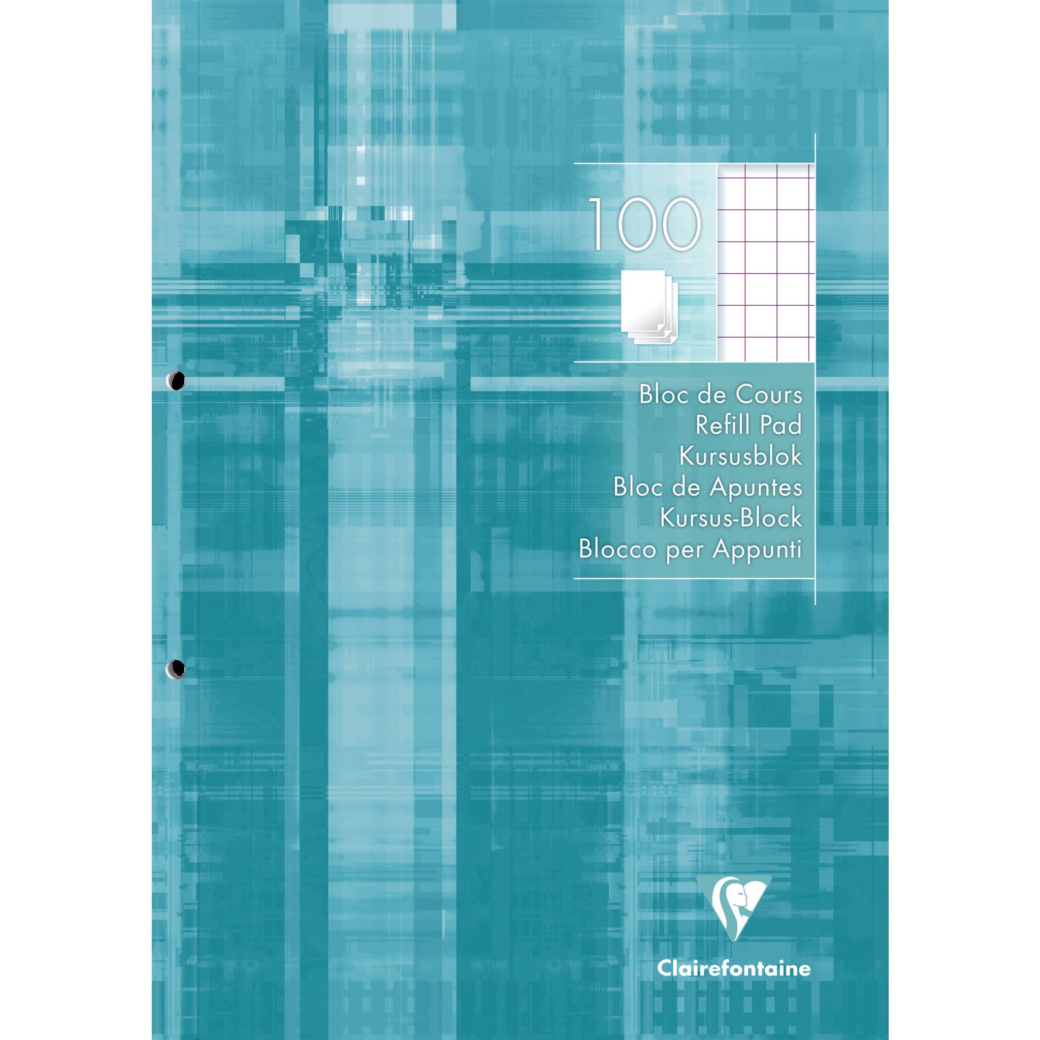 Clairefontaine 5x Kursusblock A4 100 Blatt kariert 10/10 Türkis 5810C