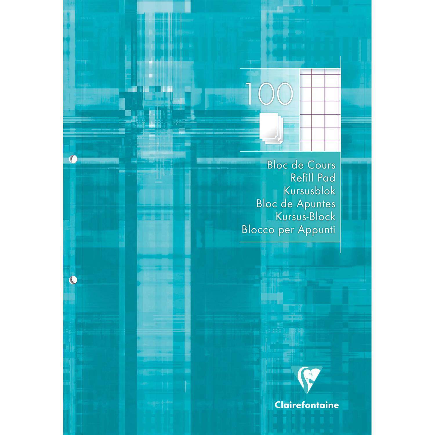 Clairefontaine 5x Kursusblock A4 100 Blatt kariert 10/10 Türkis 5810C