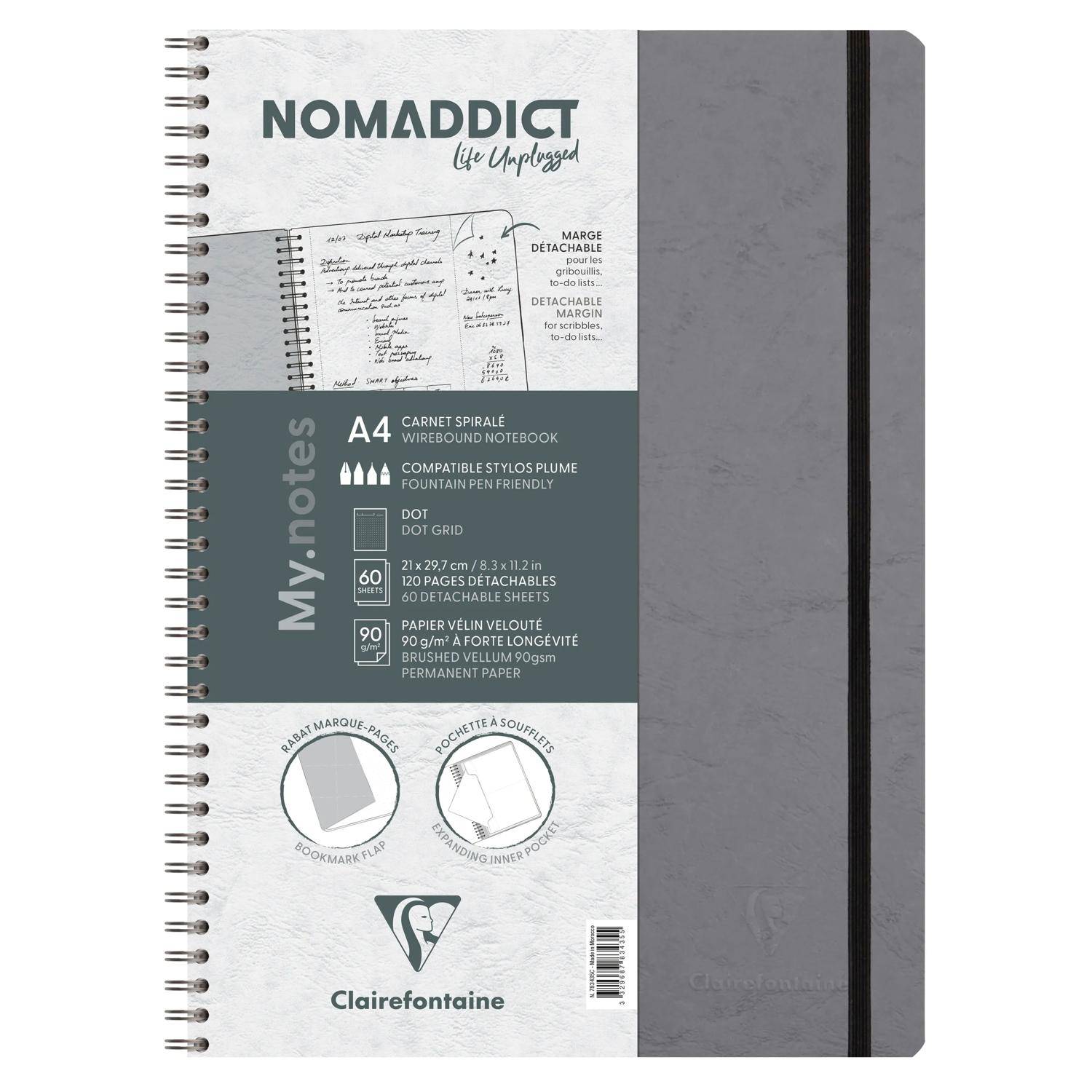 Clairefontaine 5x My.Notes Age Bag Spiralheft A4, 60 Blatt Grau 783435C