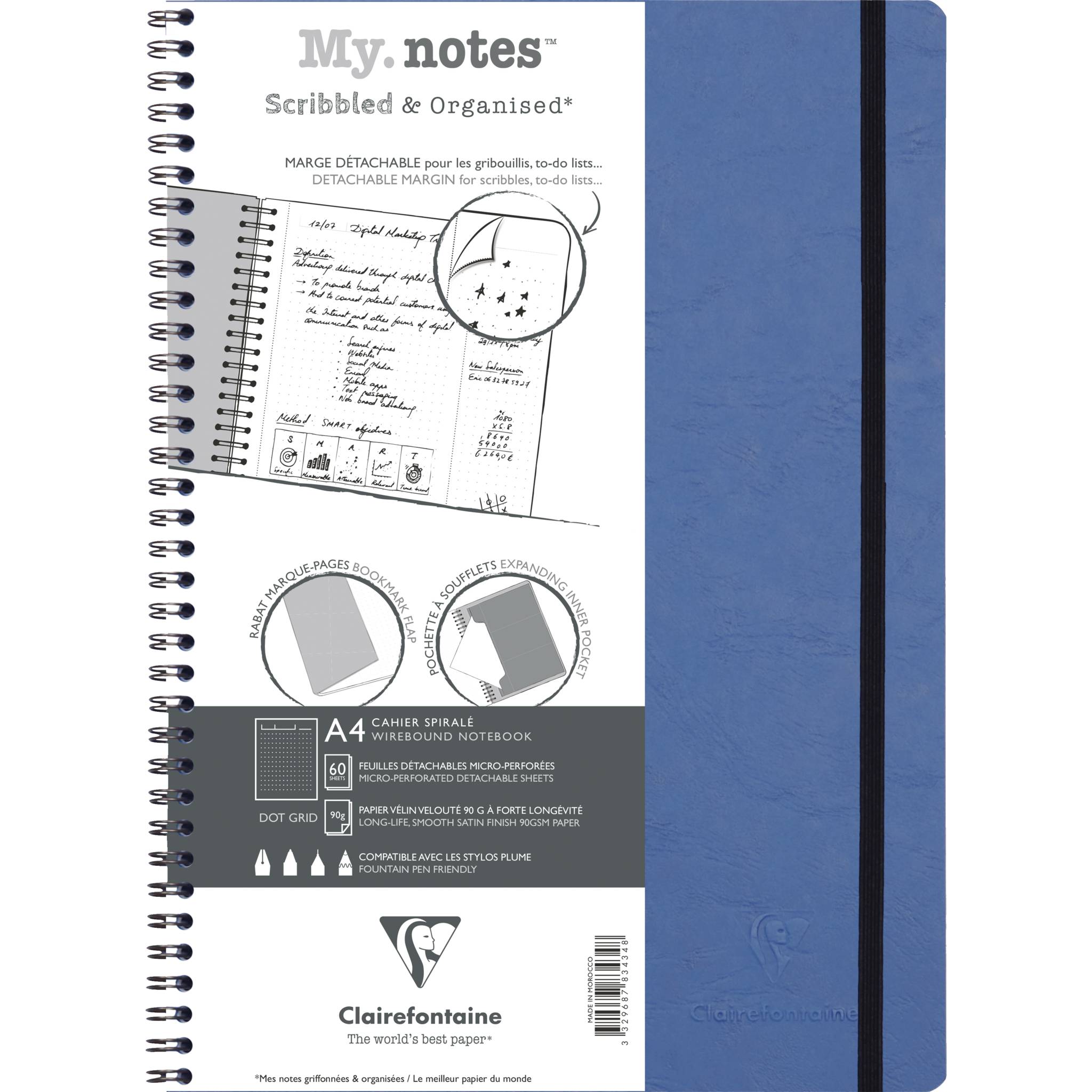 Clairefontaine 5x My.Notes Age Bag Spiralheft A4, 60 Blatt Blau 783434C