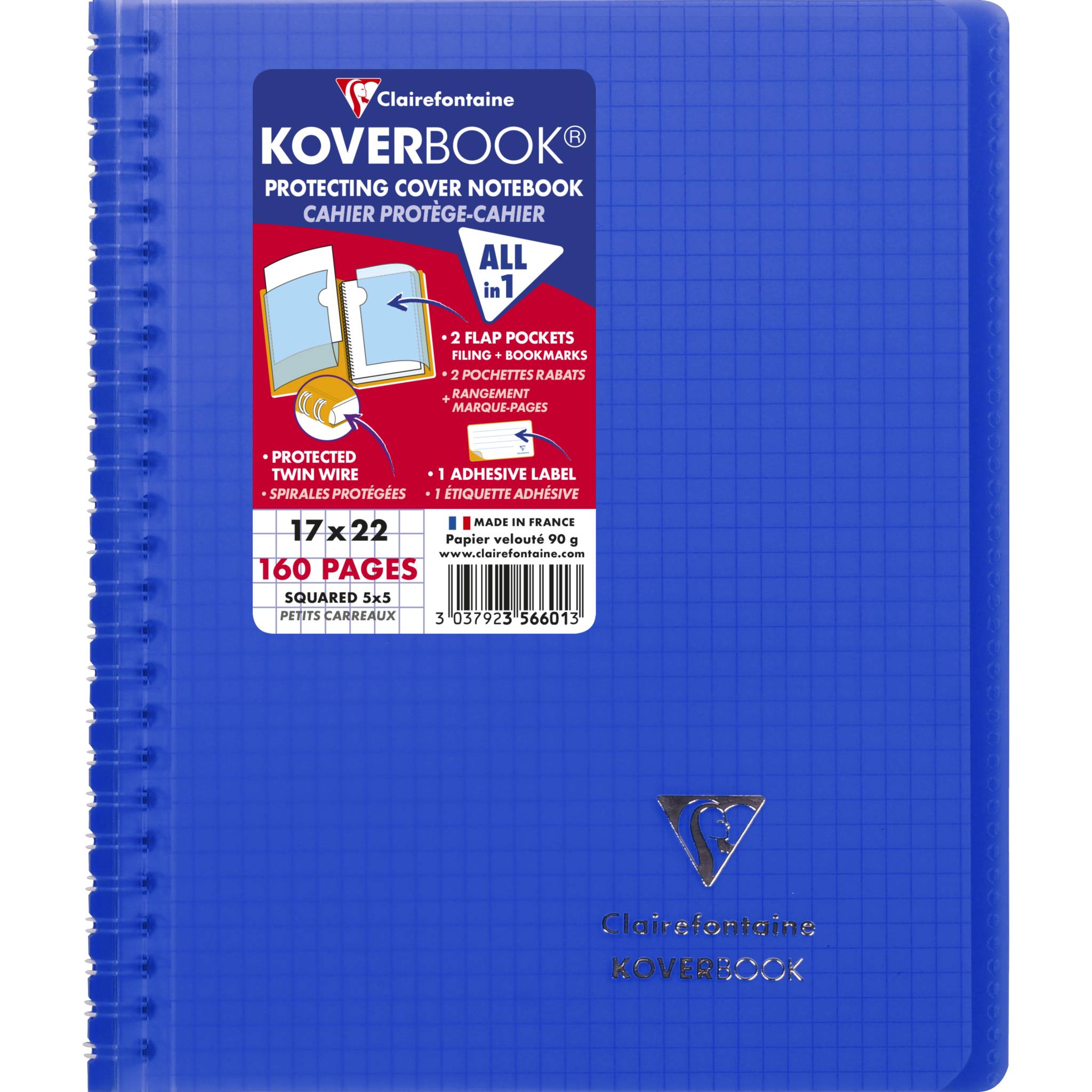 Clairefontaine 20x Doppelspiralblock 17x22cm, 80 Blatt Farben Sortiert 356601C