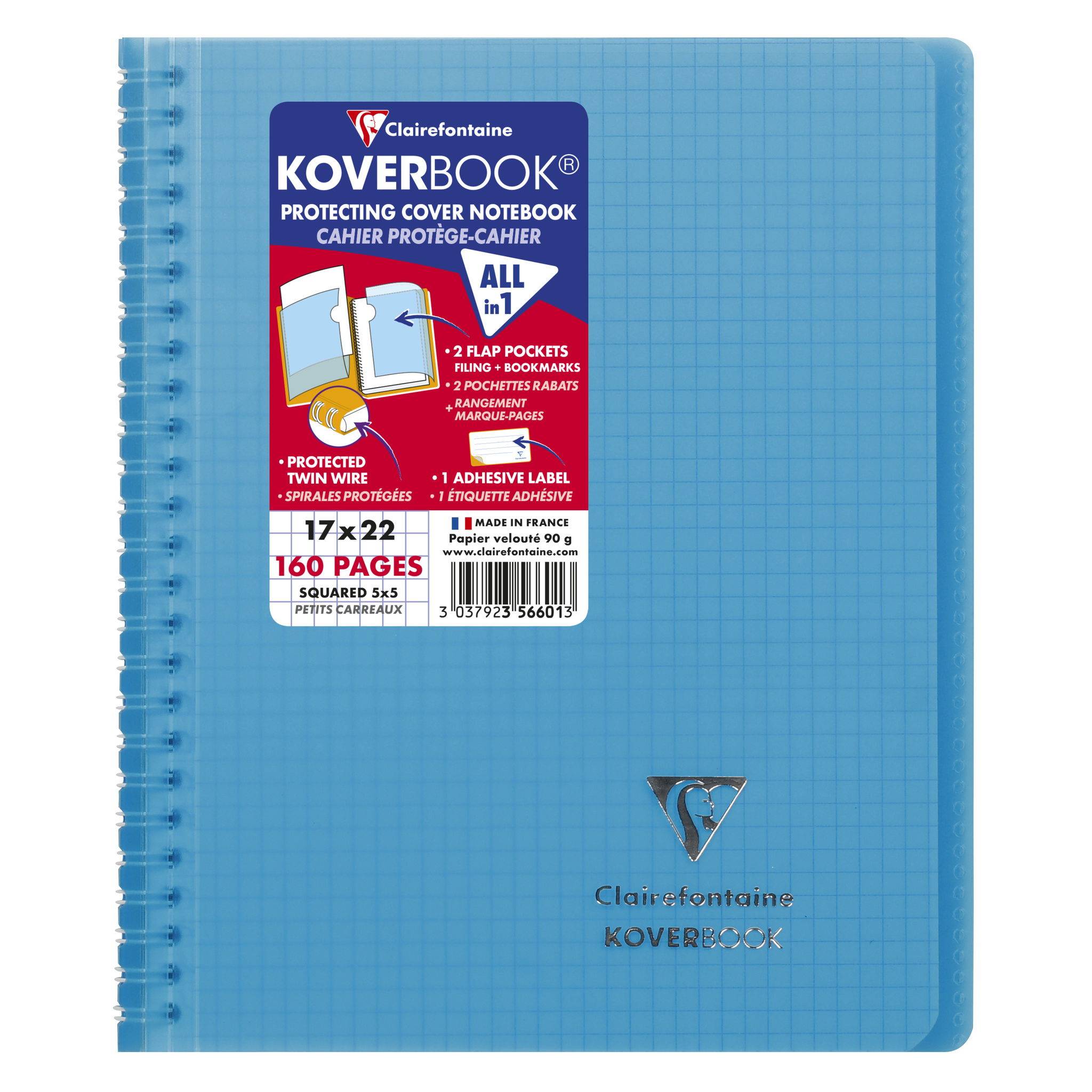 Clairefontaine 20x Doppelspiralblock 17x22cm, 80 Blatt Farben Sortiert 356601C