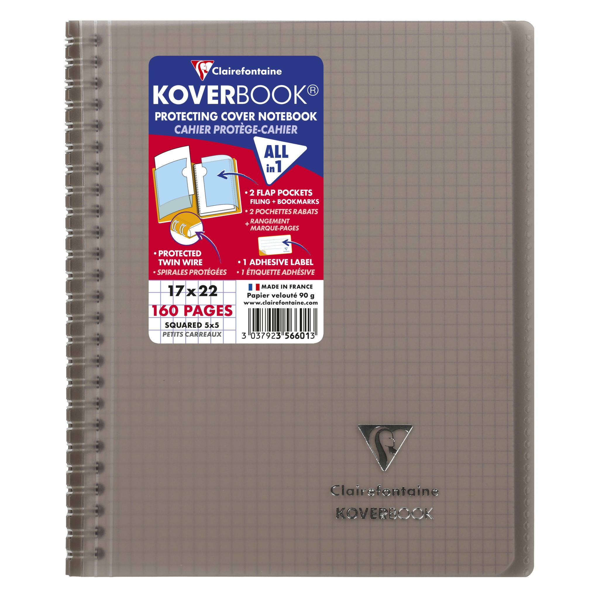 Clairefontaine 20x Doppelspiralblock 17x22cm, 80 Blatt Farben Sortiert 356601C