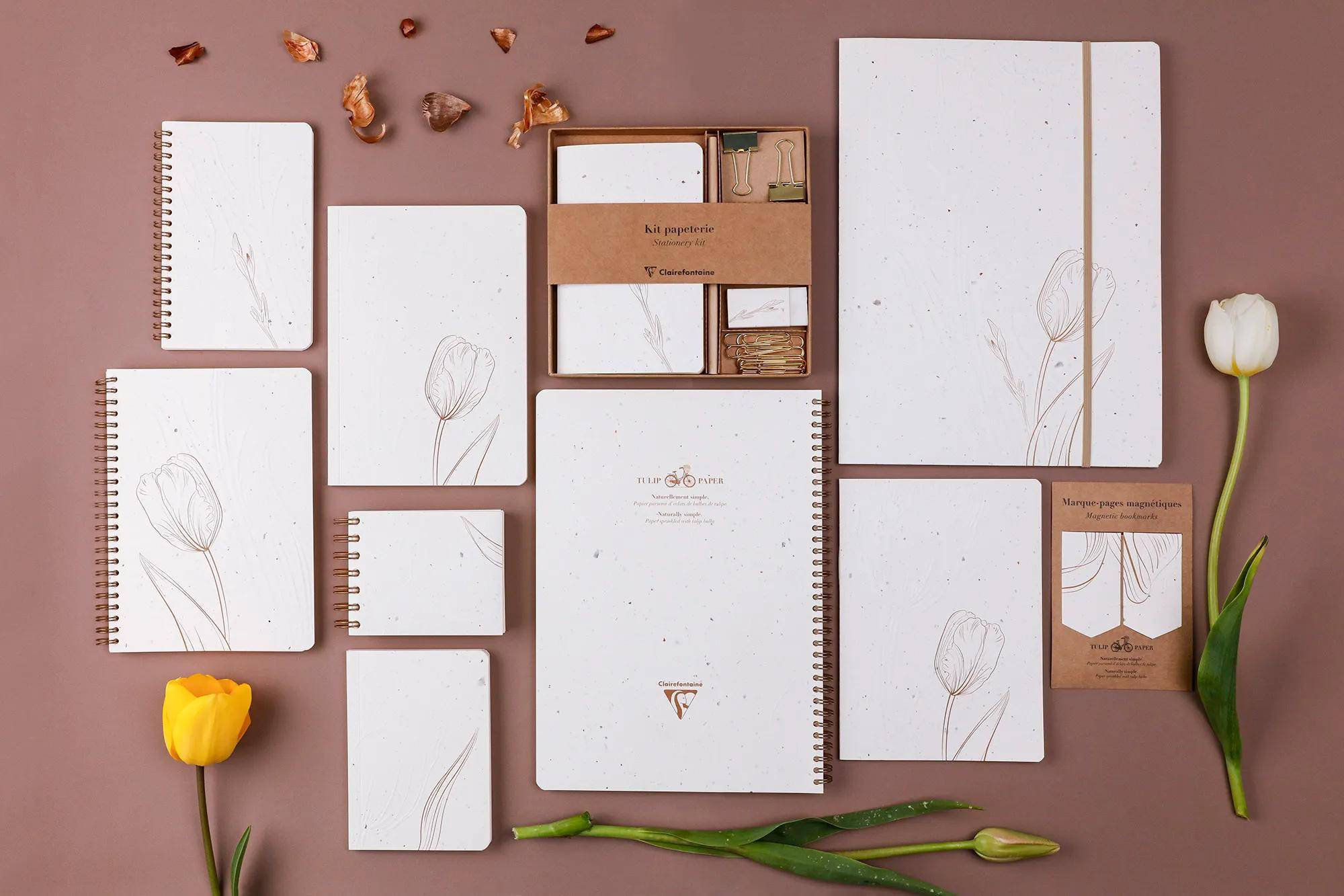 Clairefontaine 4x Tulip paper, Sammelmappe mit Gummizugverschlus 24x32cm 813073C
