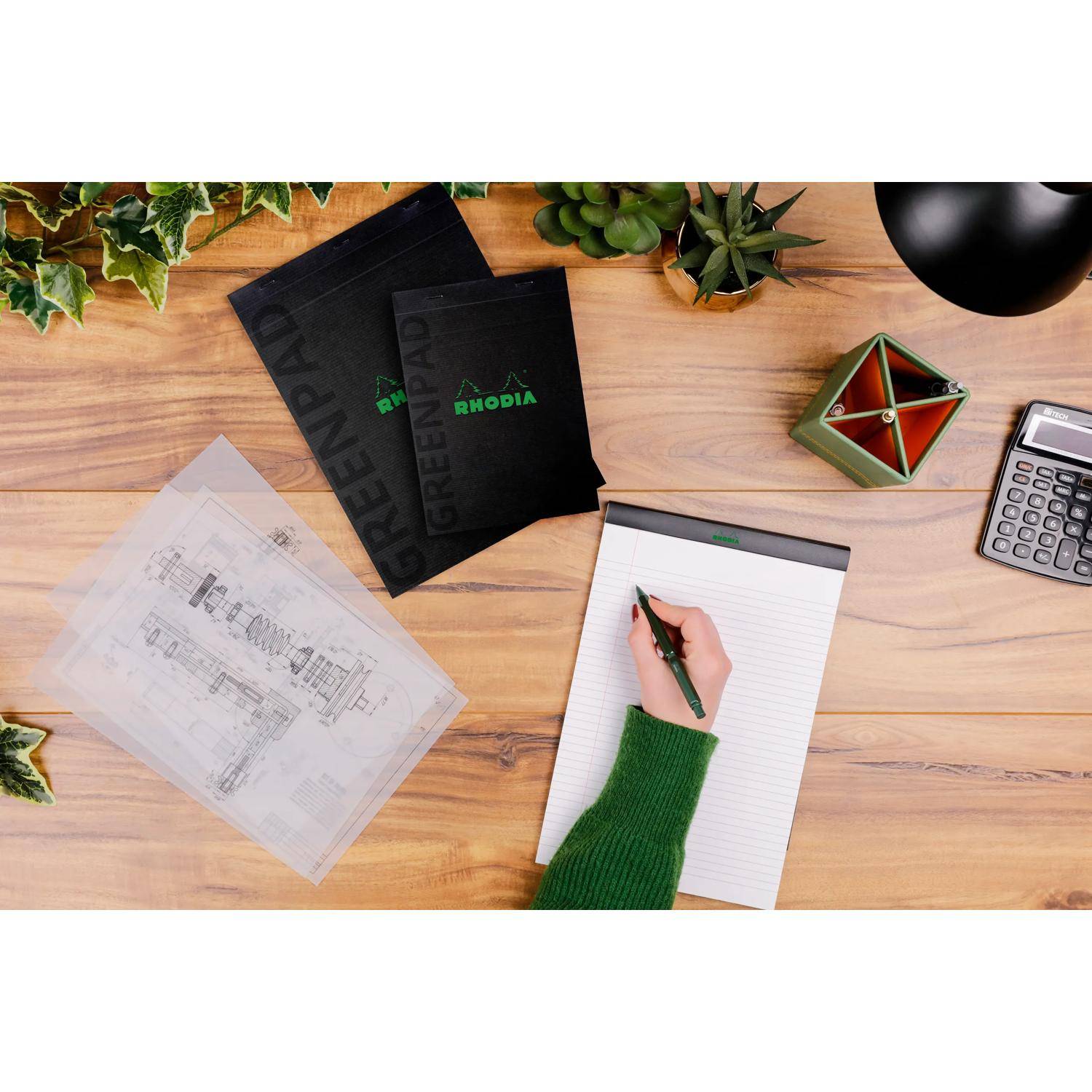 Rhodia 10x Block A5 350 g/m2, Nr. 16, 70 Bl liniert Rand, 90 g/m2 Schwarz 16692C