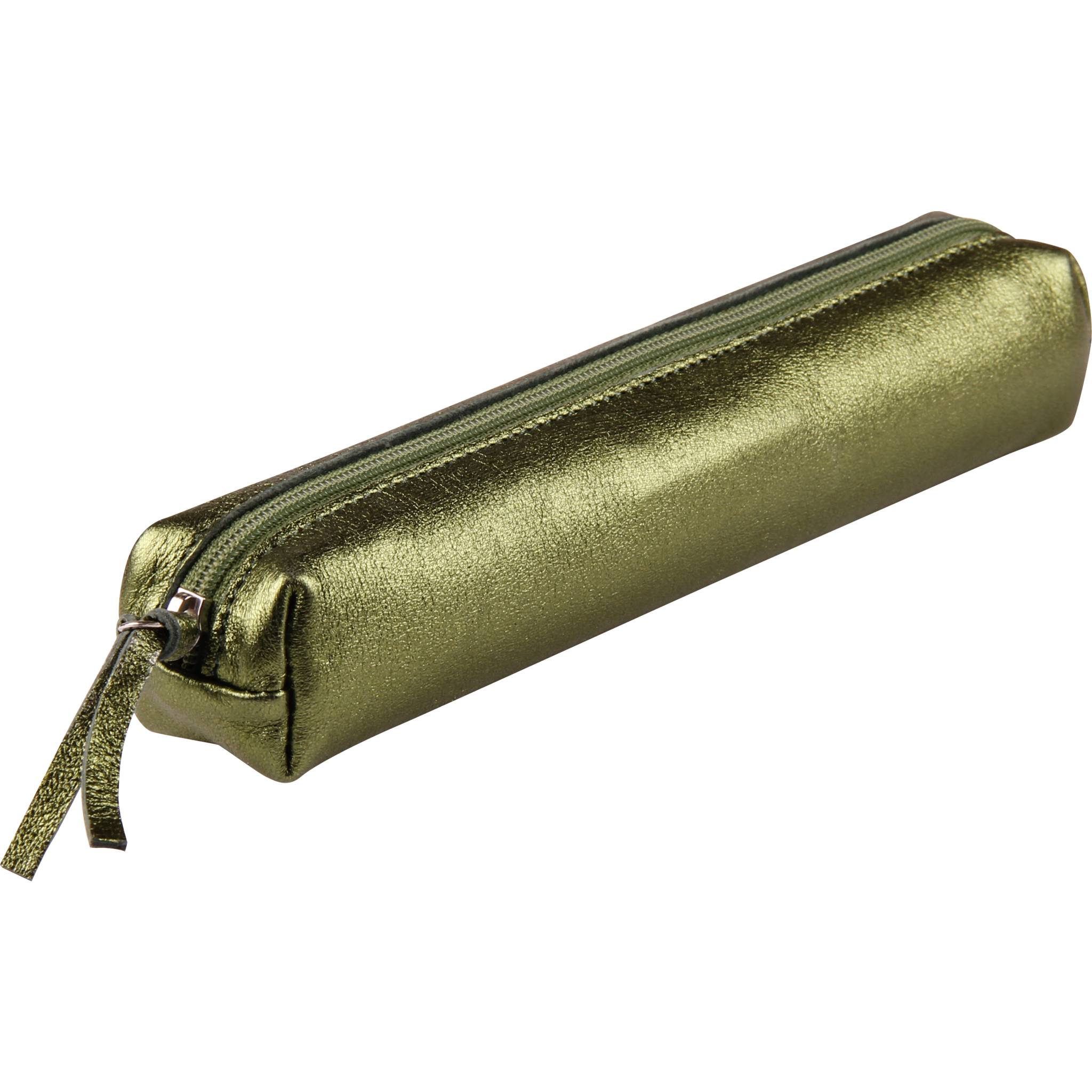 Clairefontaine 4x Schlampermäppchen Leder Cuirisé TM 4x2,5x19,5cm Grün 400007C