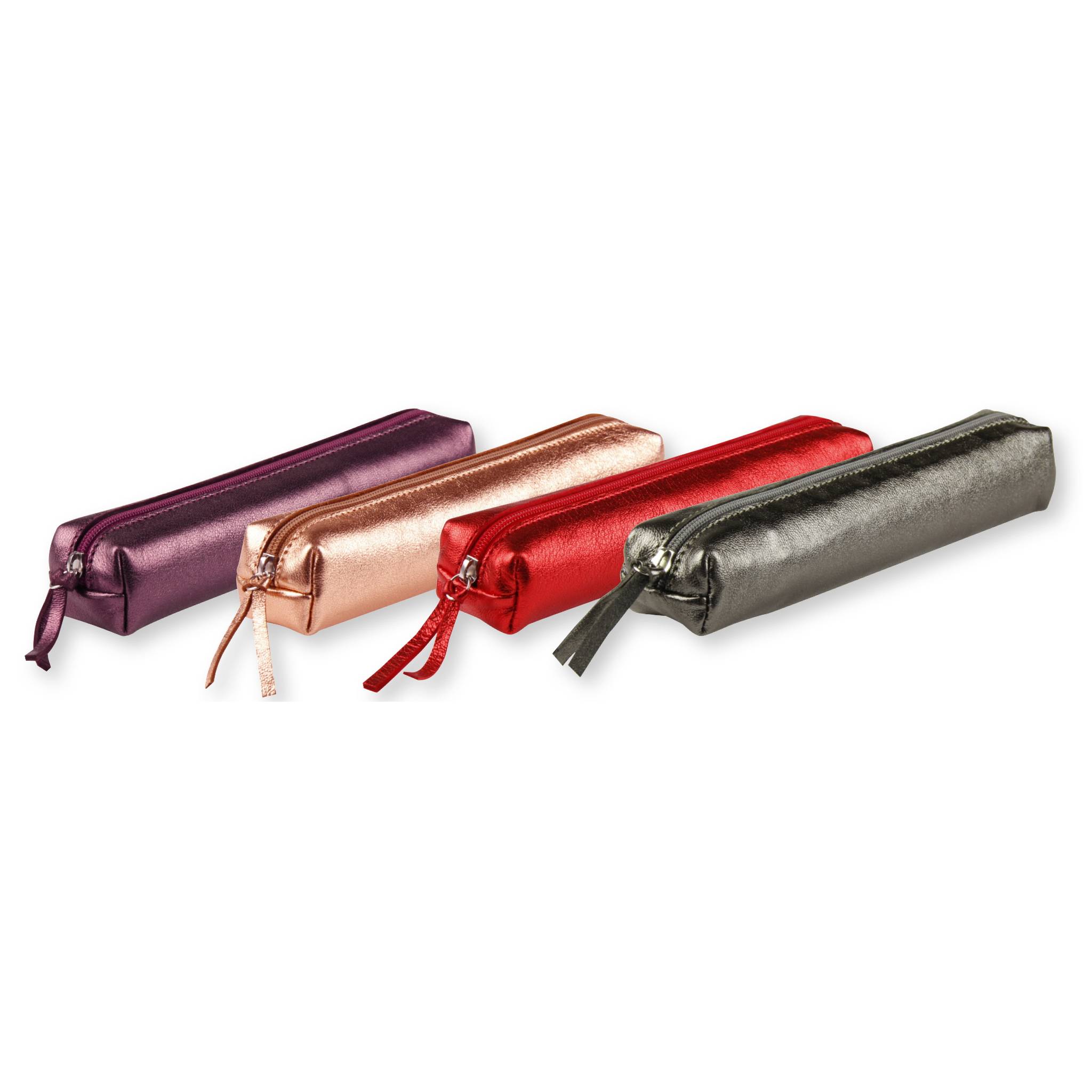 Clairefontaine 4x Schlampermäppchen Leder Cuirisé TM 4x2,5x19,5cm Rot 400003C