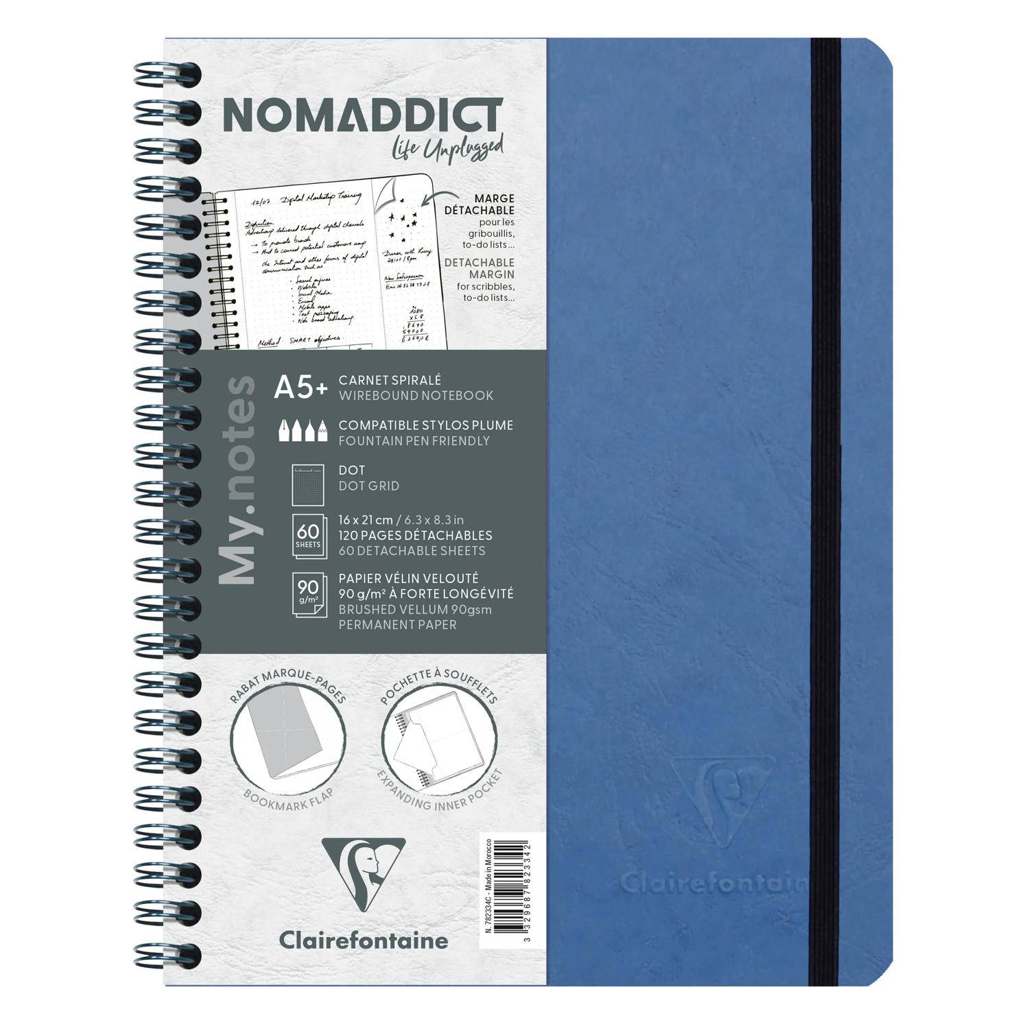 Clairefontaine 5x My.Notes Age Bag Spiralheft A5+, 60 Blatt Blau 782334C