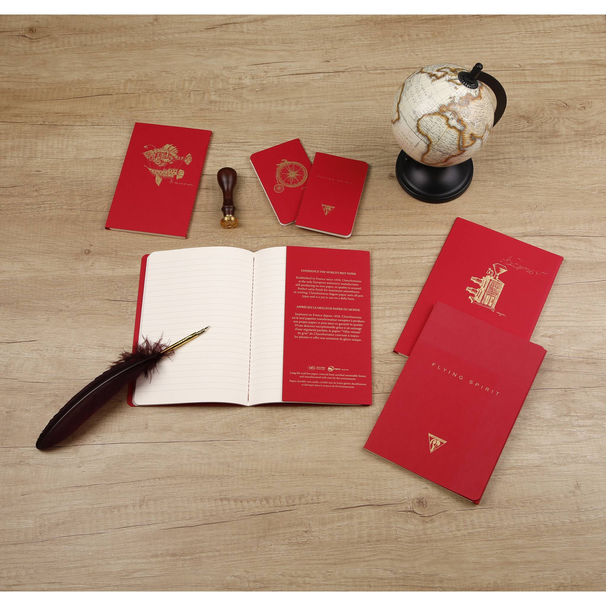 Clairefontaine 5x Notizbuch 11x17cm, 48 Blatt liniert sortiert Rot 106506C