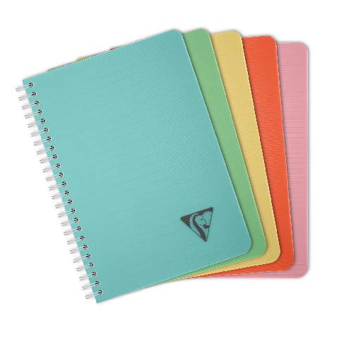 Clairefontaine 5x Spiralbuch A5, 90 Bl liniert 90g, Einband PP Sortiert 327546C