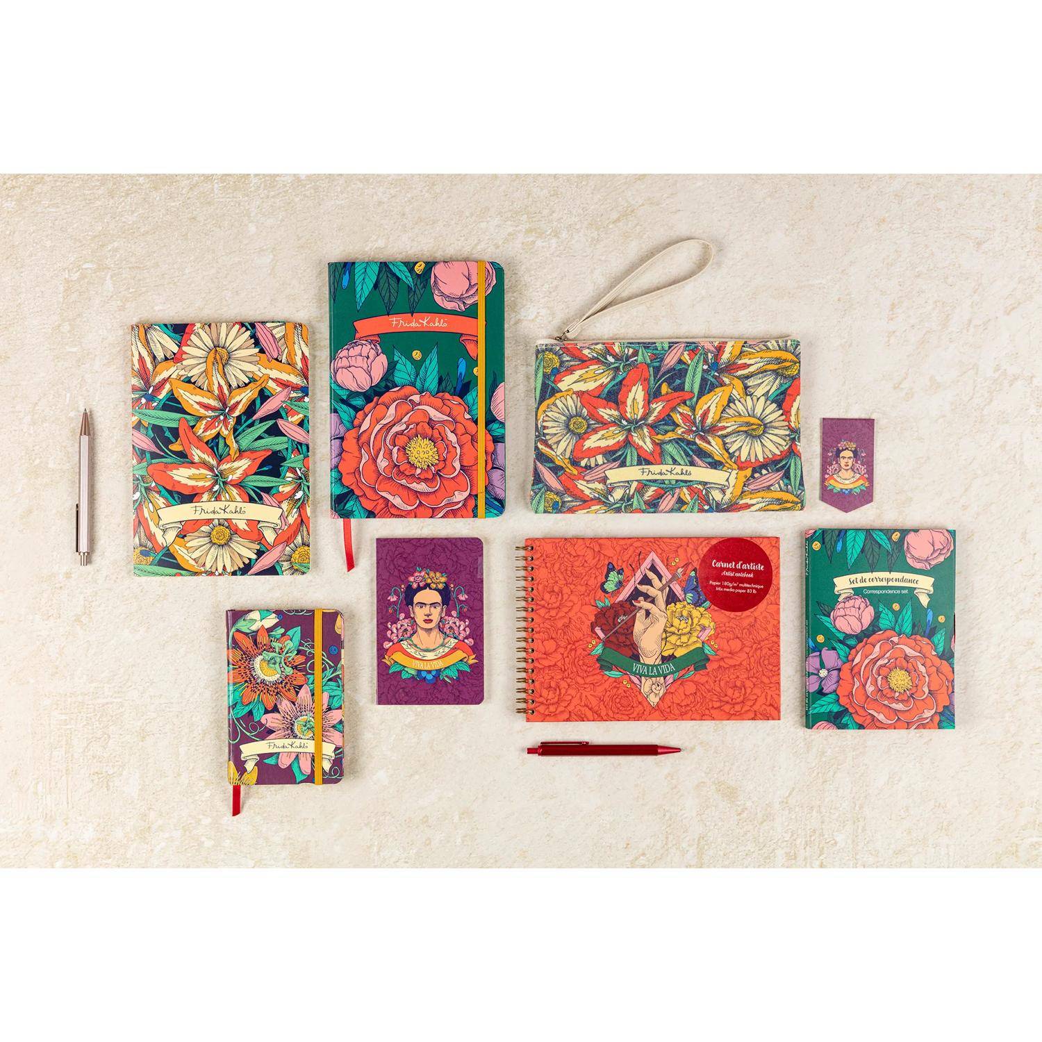 Clairefontaine 4x Frida Kahlo, Etui aus Baumwolle 22x16cm 116229C