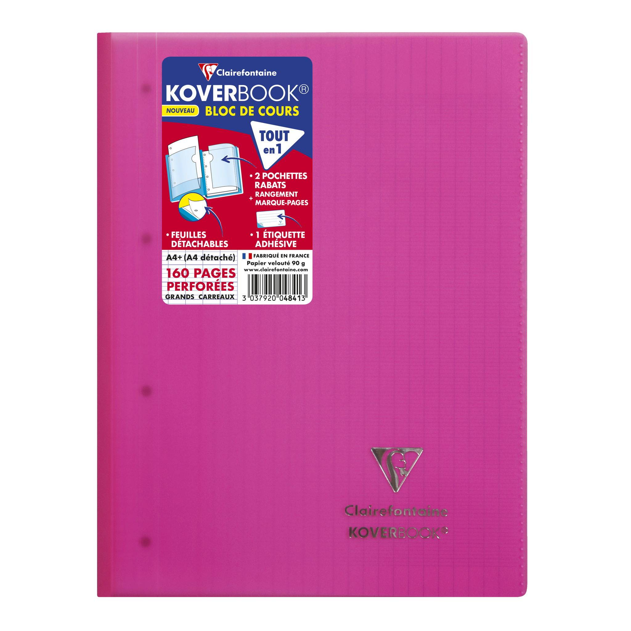 Clairefontaine 5x Kursusblock A4+ 80 Blatt französische Lineatur Sortiert 4841C