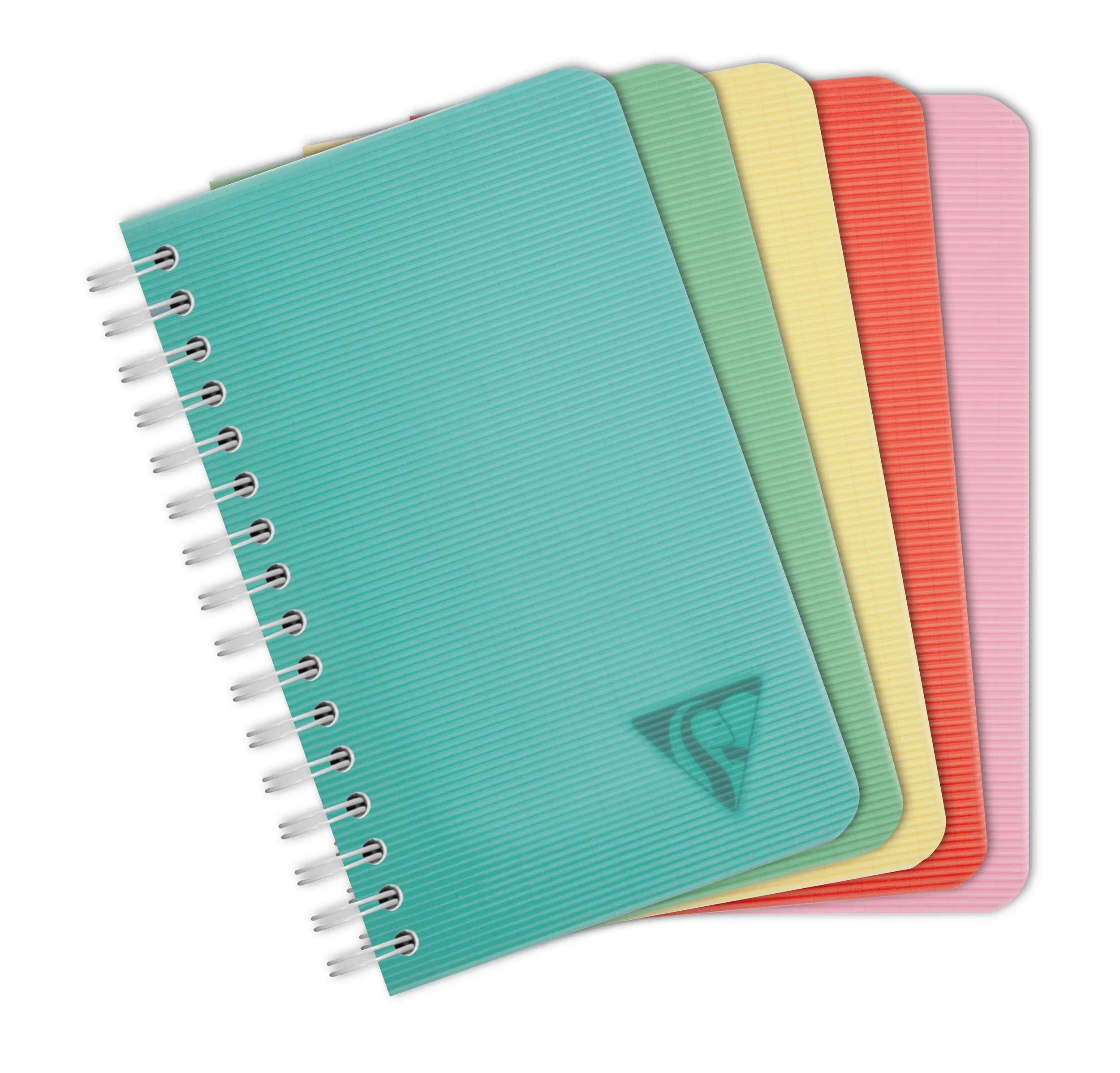 Clairefontaine 10x Spiralbuch 9,5x14 cm, 50 Bl kariert 90g, PP Sortiert 327425C