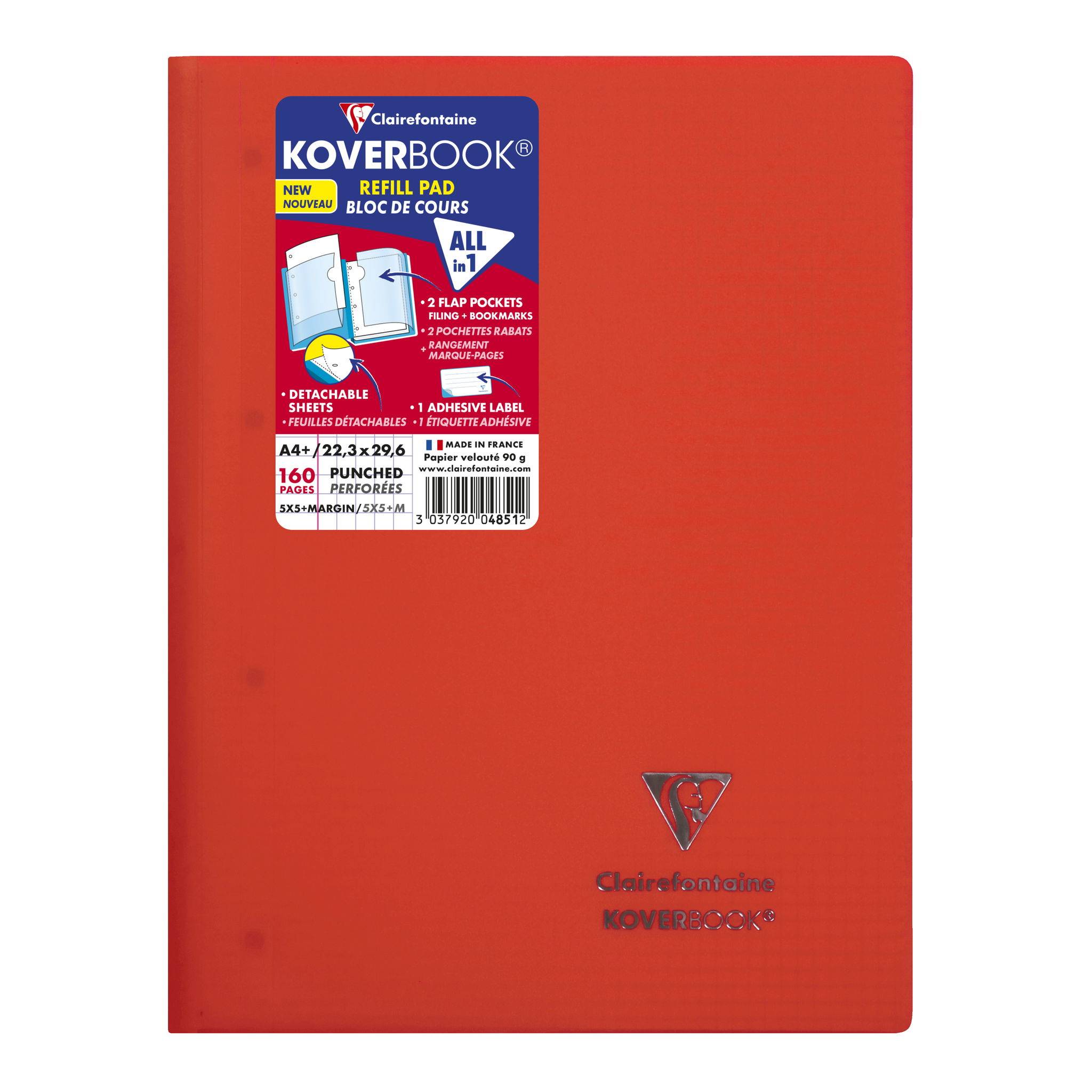 Clairefontaine 5x Koverbook Kursblock A4+ 80 Blatt - Sortiert 4851C