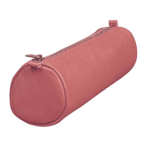 Clairefontaine 8x rundes Schlampermäppchen Leder, 21xØ6 cm Antikrosa 77021C