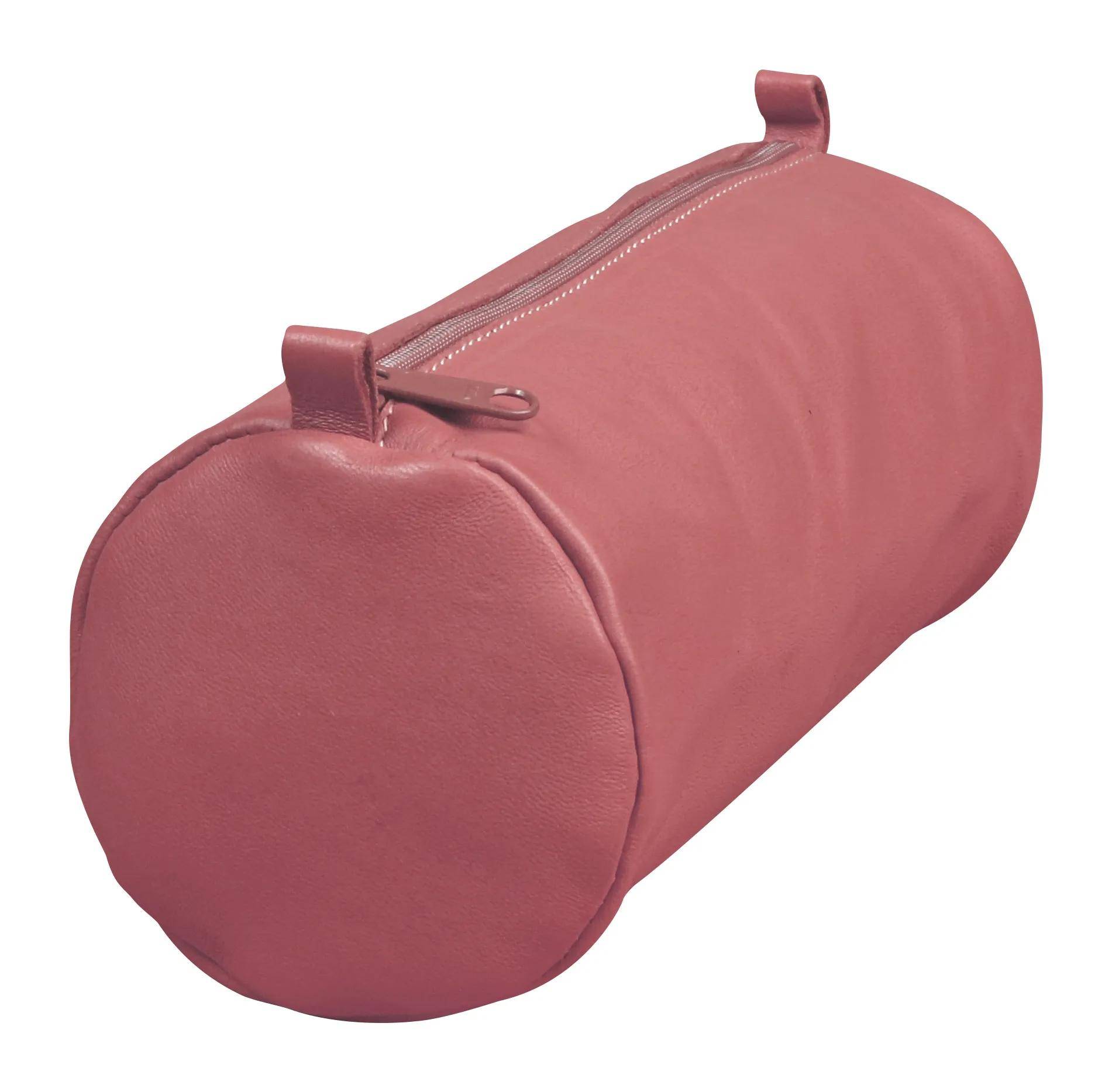 Clairefontaine 8x großes Schlampermäppchen Leder, rund 22xØ8 cm Antikrosa 77022C