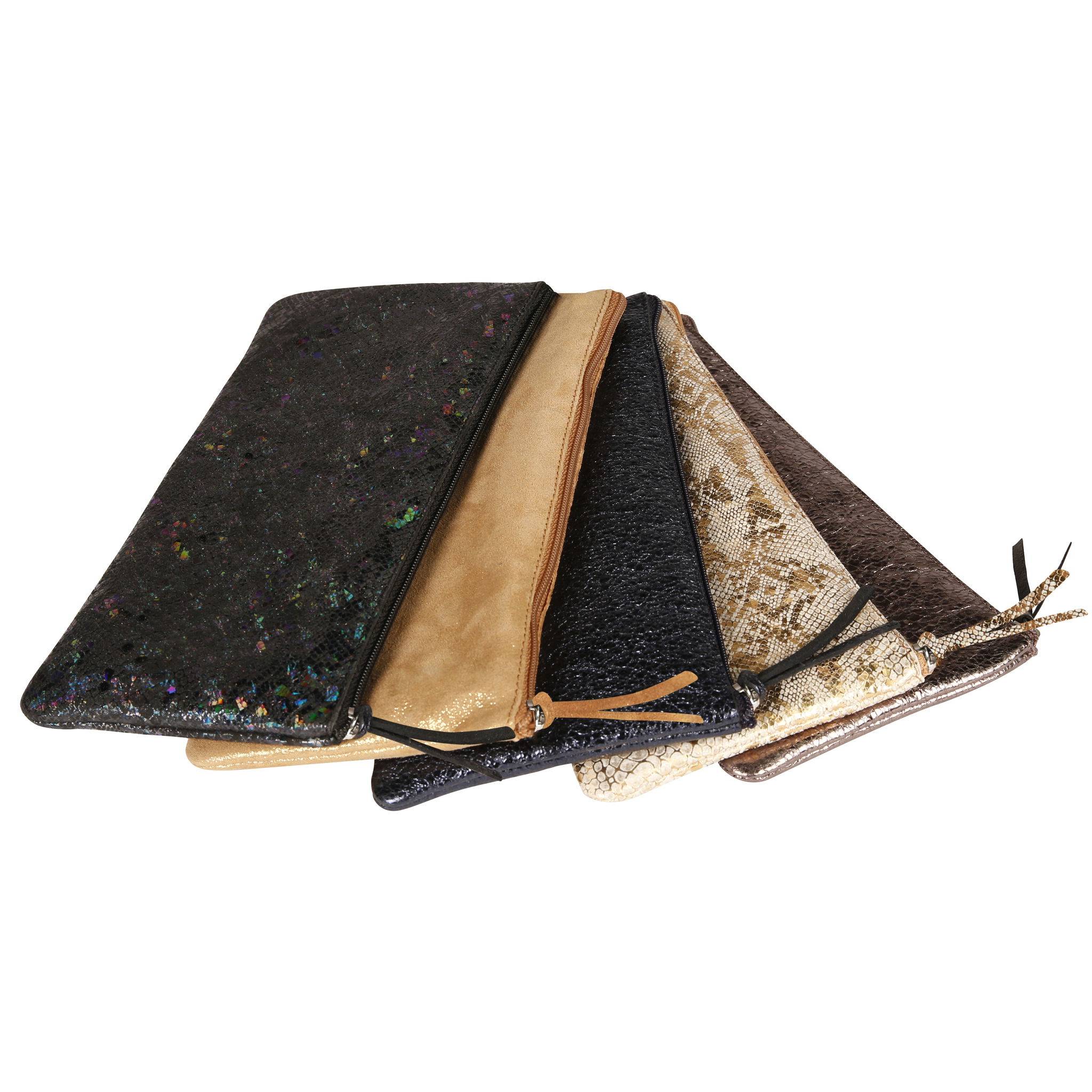 Clairefontaine 4x Céleste flach Schlampermäppchen 11x22 cm Disco gold 410017C