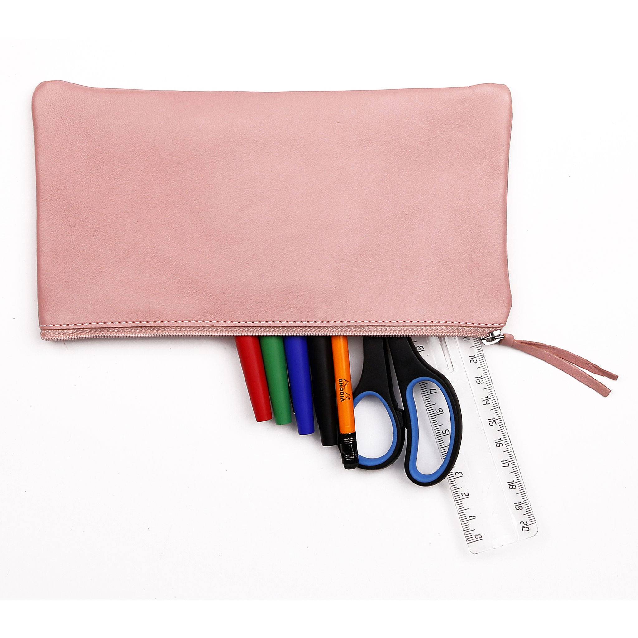 Clairefontaine 4x Flaches Schlampermäppchen Leder 22x11cm koralle 410147C