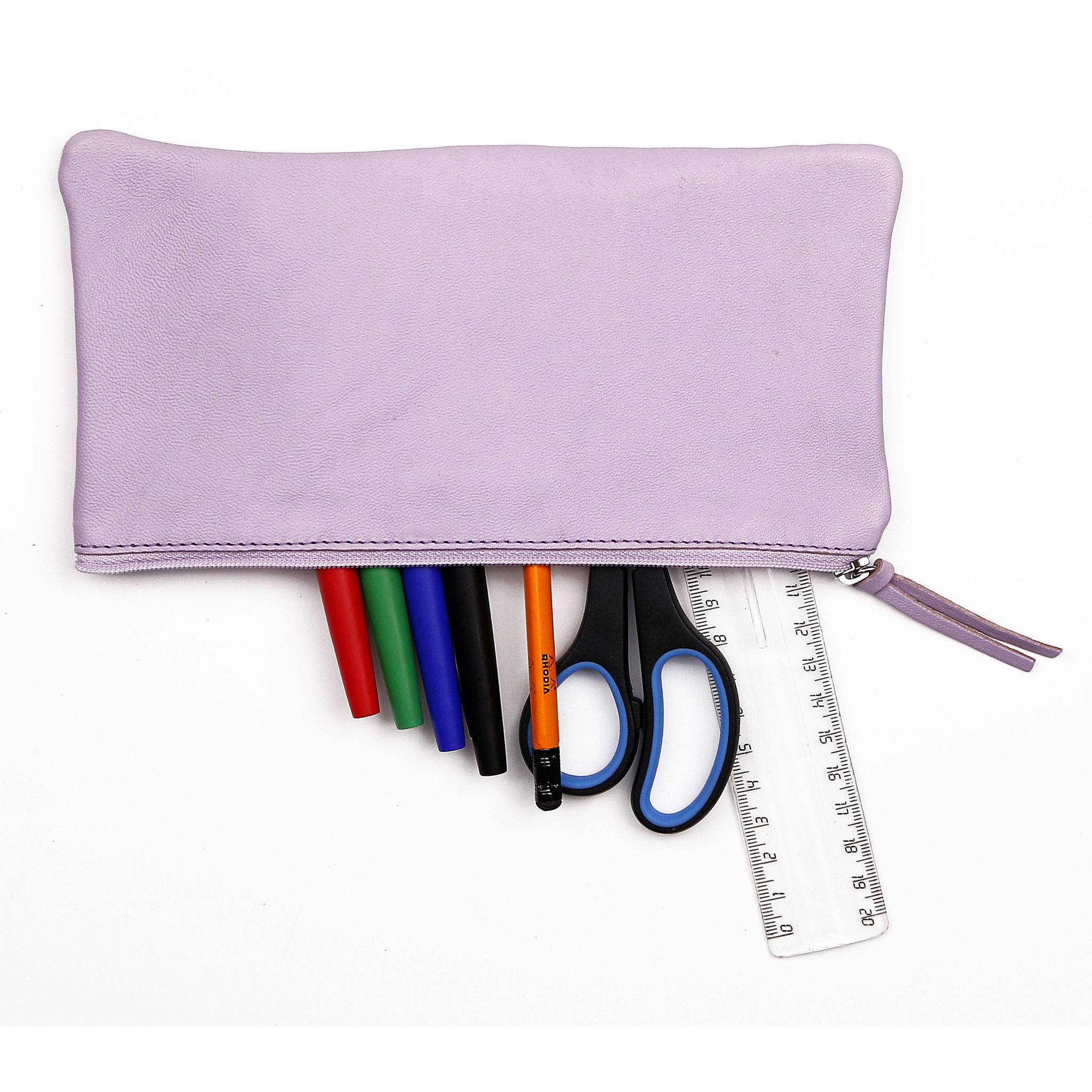 Clairefontaine 4x Flaches Schlampermäppchen gefärbtes Leder 22x11cm lila 410146C