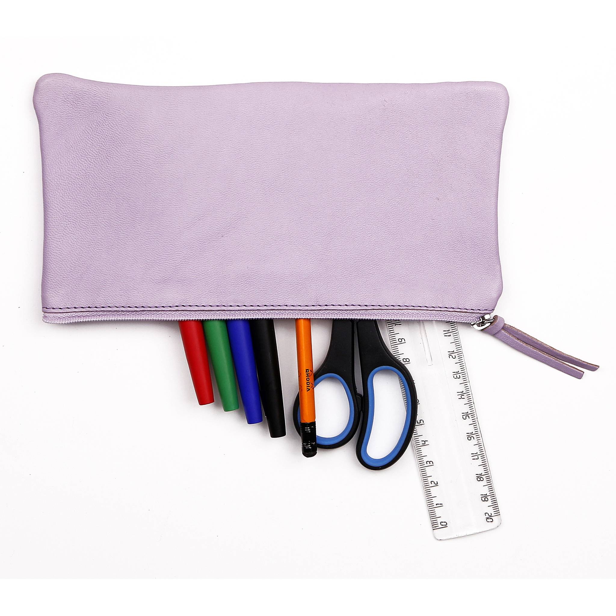 Clairefontaine 4x Flaches Schlampermäppchen gefärbtes Leder 22x11cm lila 410146C