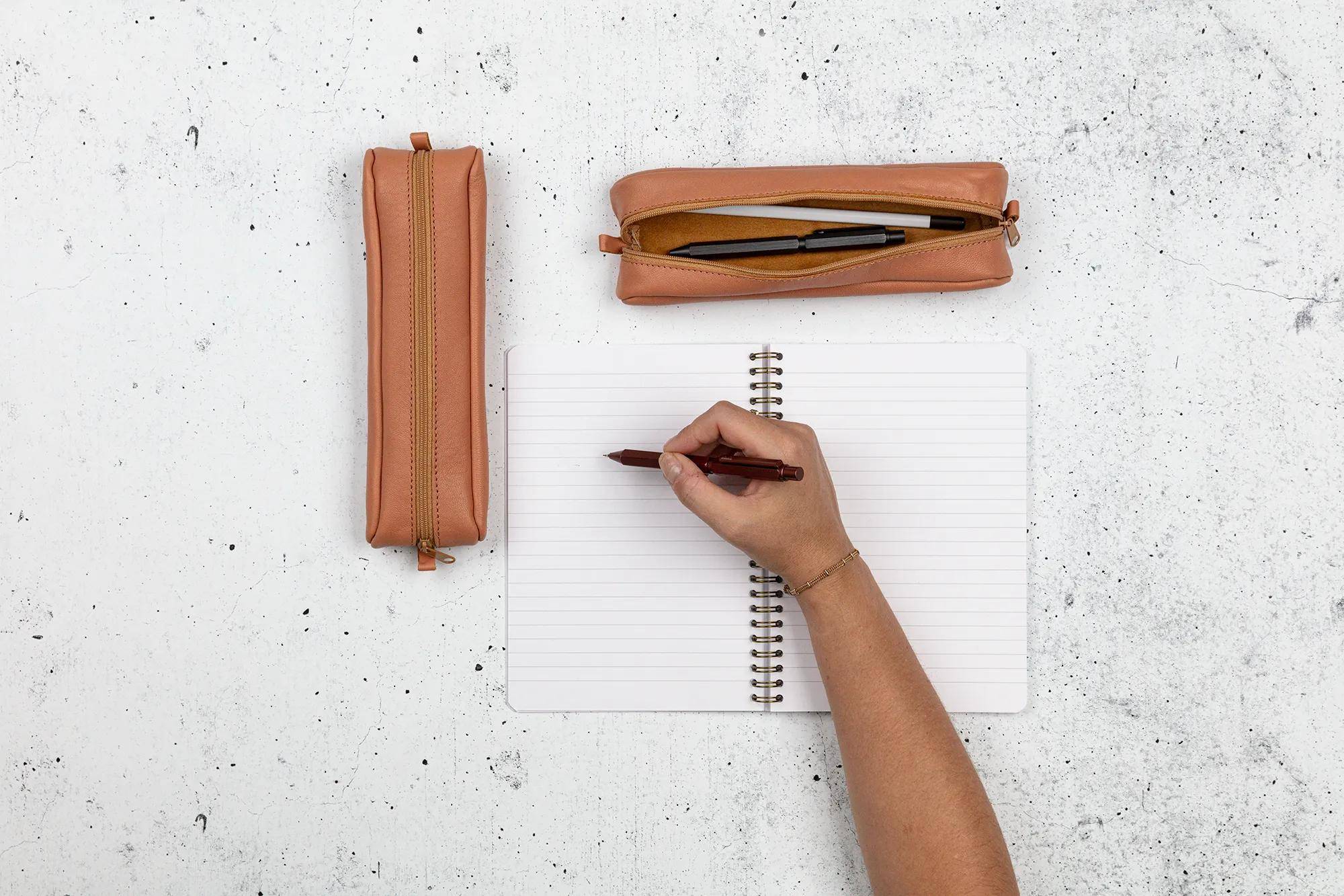 Clairefontaine 6x Schlampermäppchen aus Leder Naturton 22x5x3cm Natur 8300C