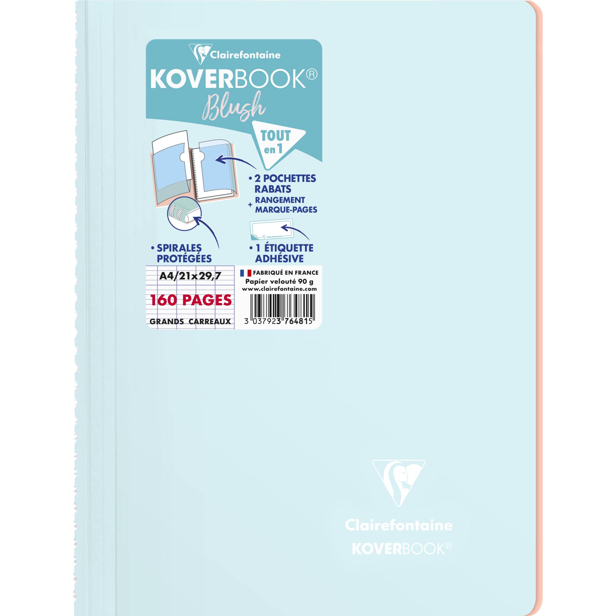 Clairefontaine 5x Spiralbuch A4, 80 Blatt französische Lineatur Sortiert 376481C