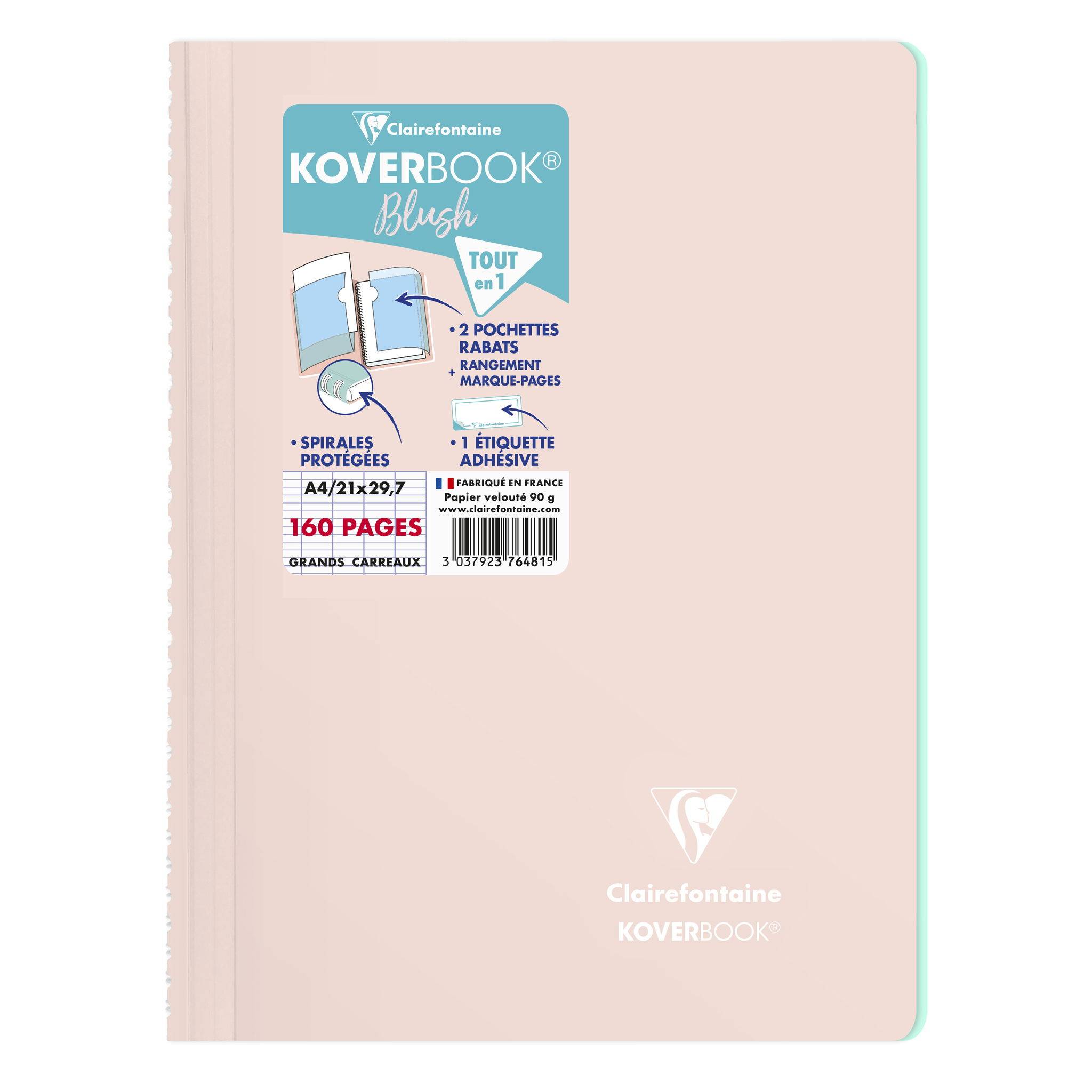 Clairefontaine 5x Spiralbuch A4, 80 Blatt französische Lineatur Sortiert 376481C
