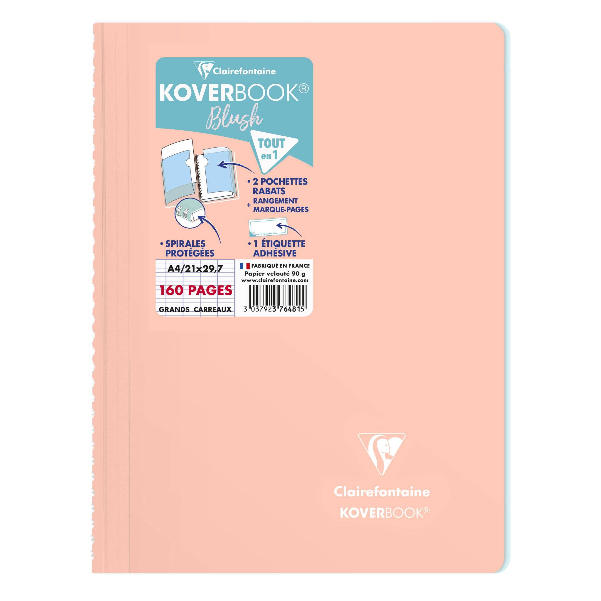 Clairefontaine 5x Spiralbuch A4, 80 Blatt französische Lineatur Sortiert 376481C