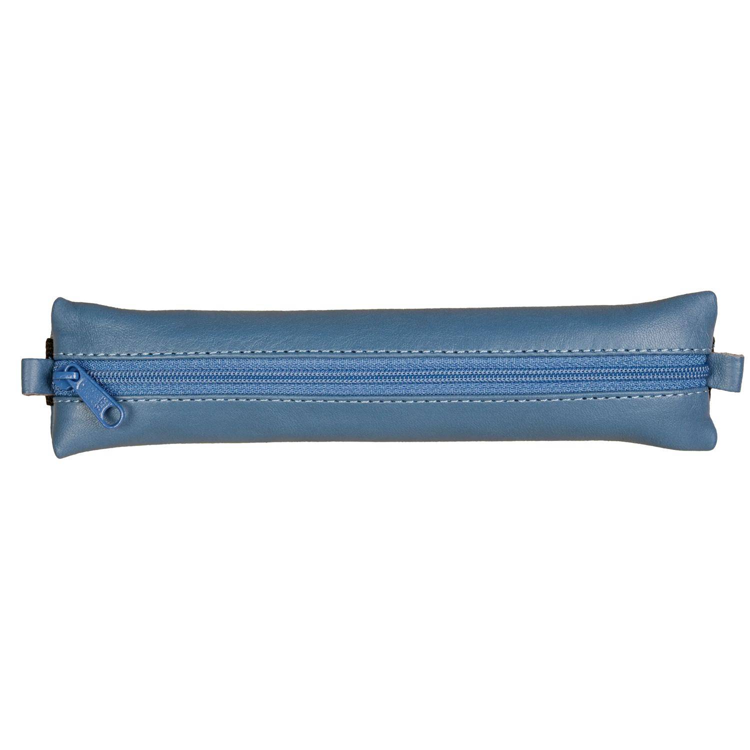 Clairefontaine 5x Schlampermäppchen Leder Notizbuch, 20x4,5 cm Blau 77039C